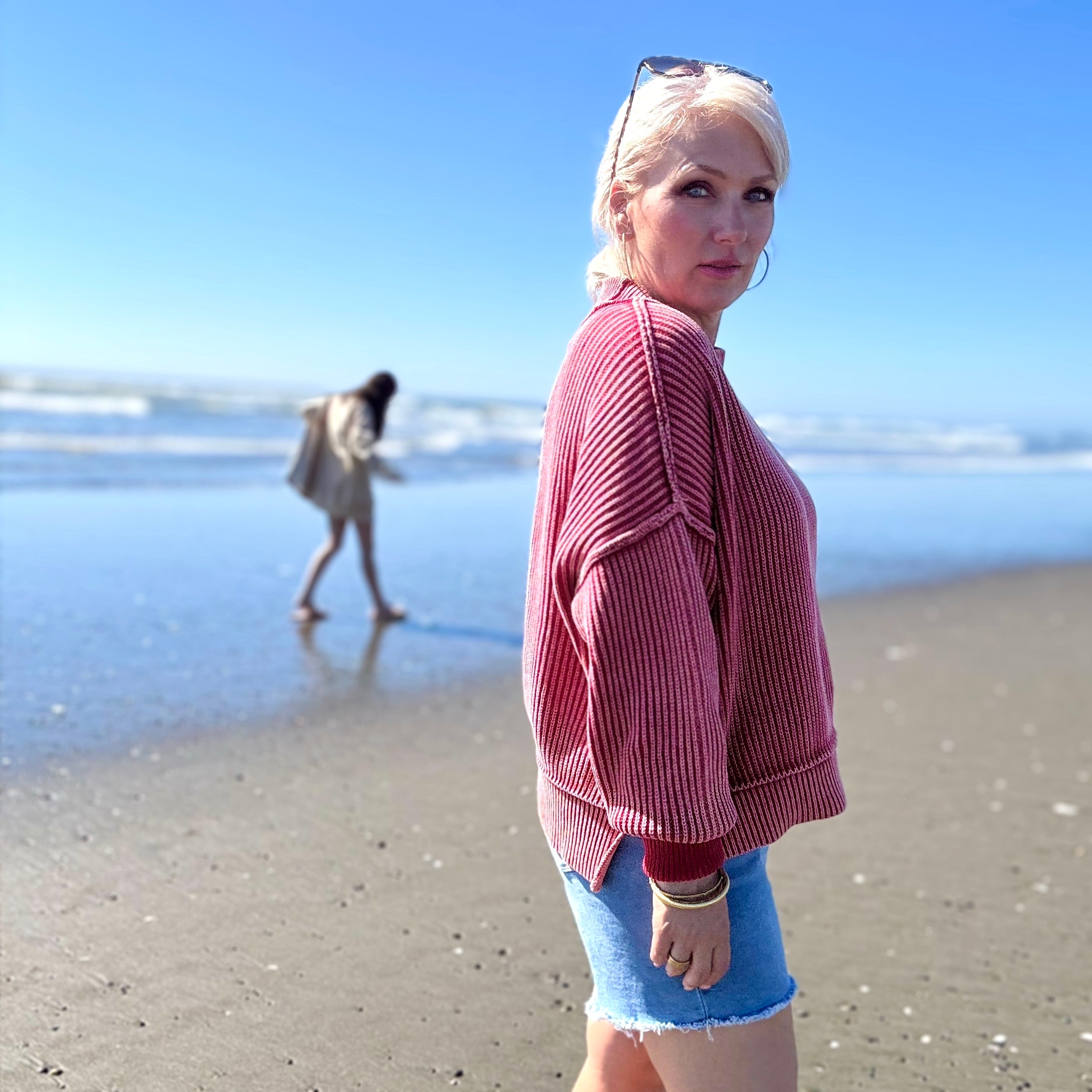 Boyfriend Cotton Sweater (Ruby)