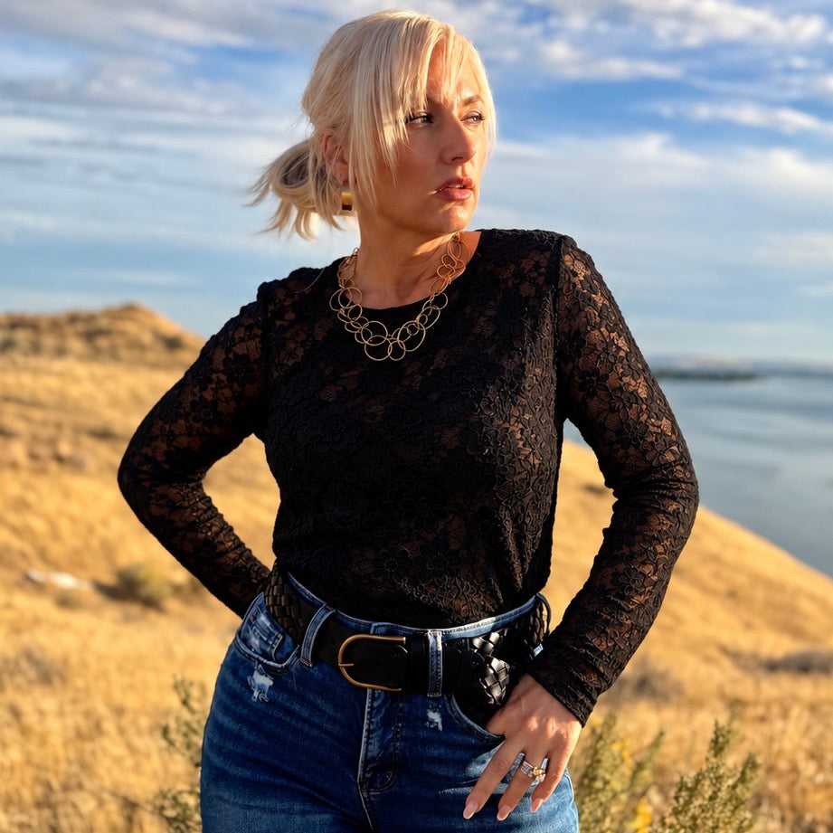 Whisper Lace Layering Top Black