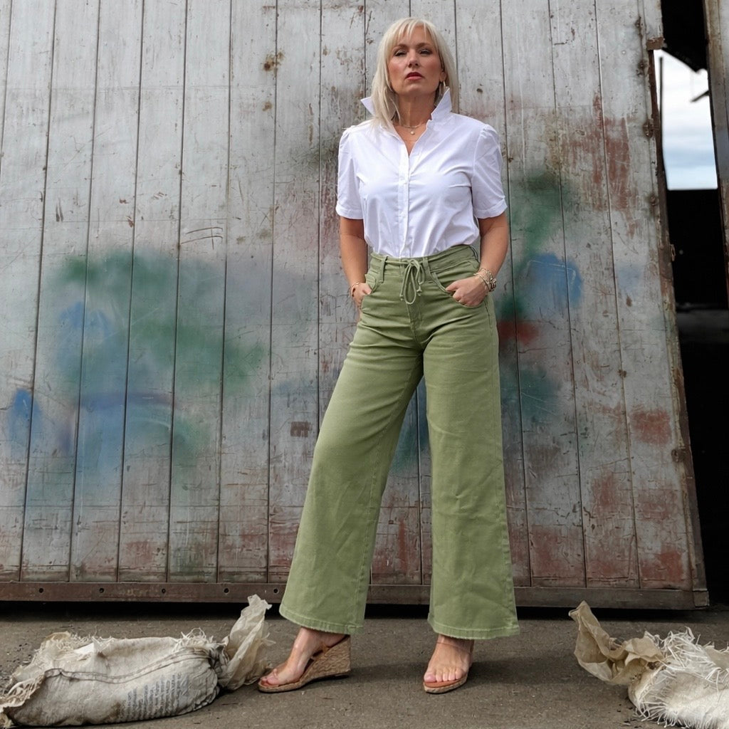 Verdant Riviera Wide-Leg Pant