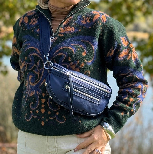 Hammitt Charles Crossbody Med Power Lunch/Silver