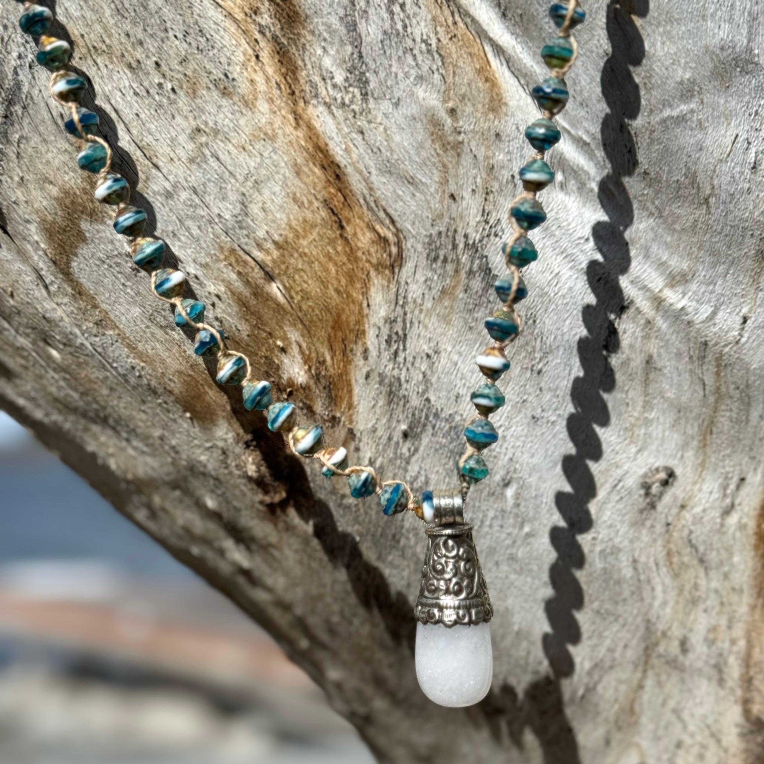 Lake Blue Czech Glass Necklace