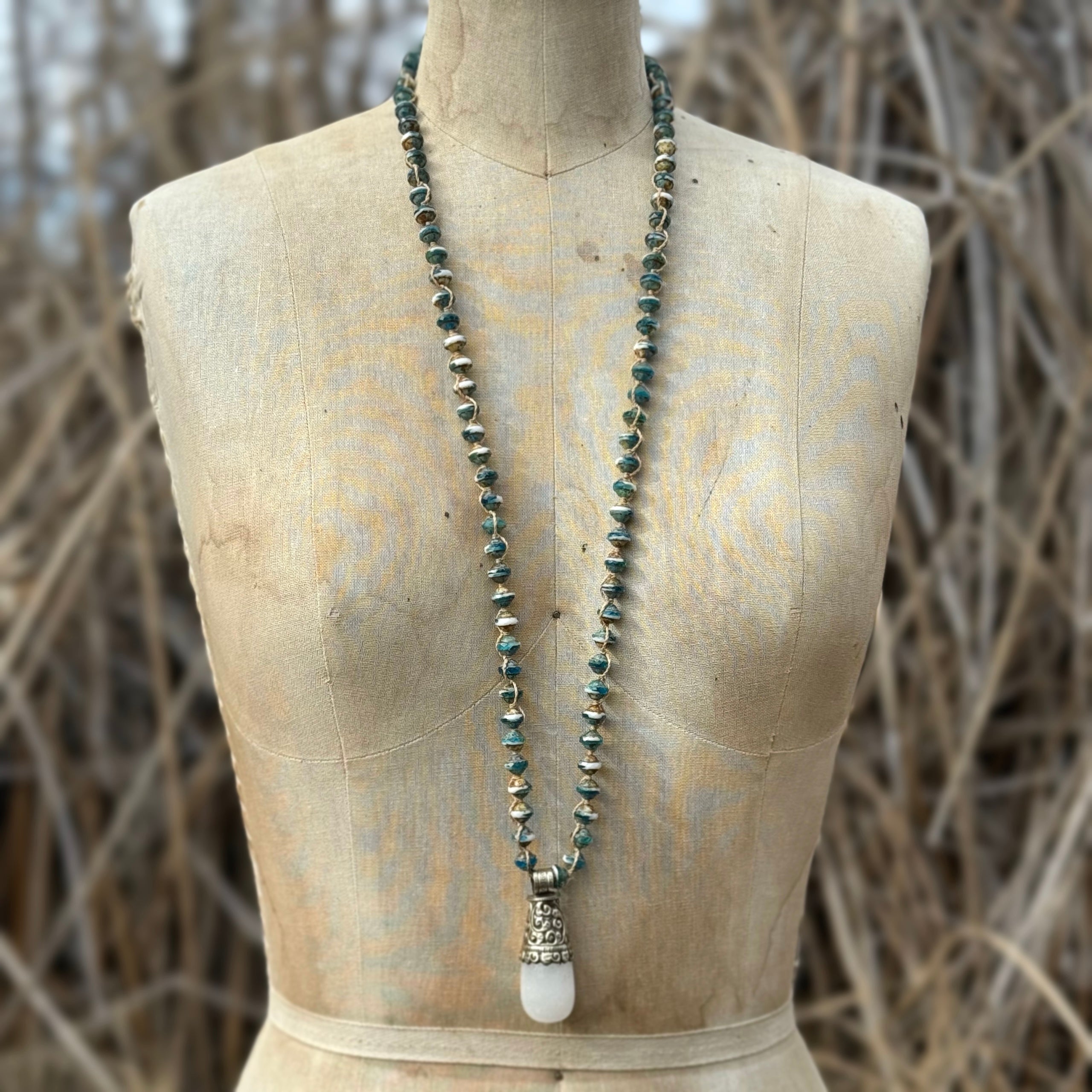 Lake Blue Czech Glass Necklace