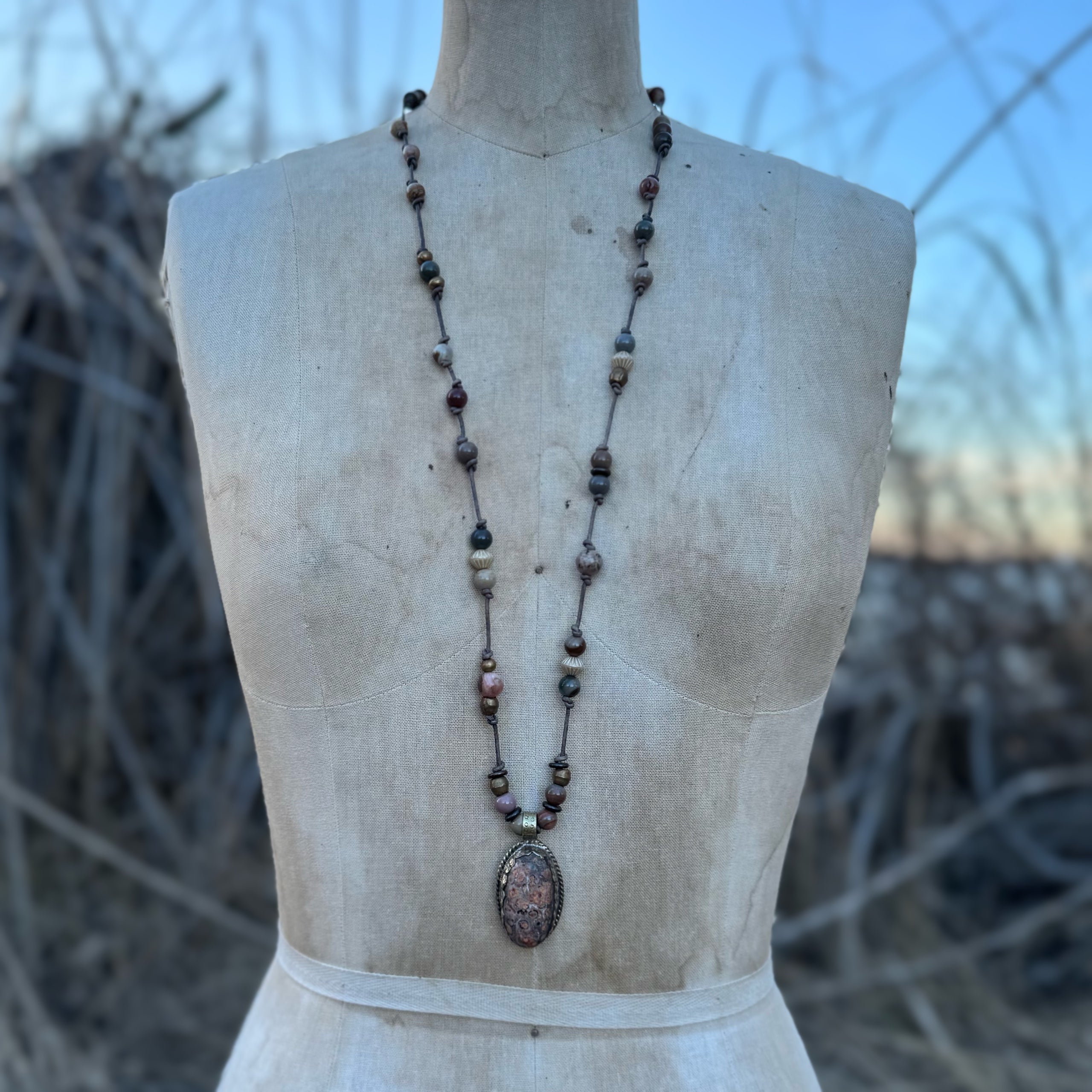 Rustica Leather Necklace Desert Jasper by zoWee
