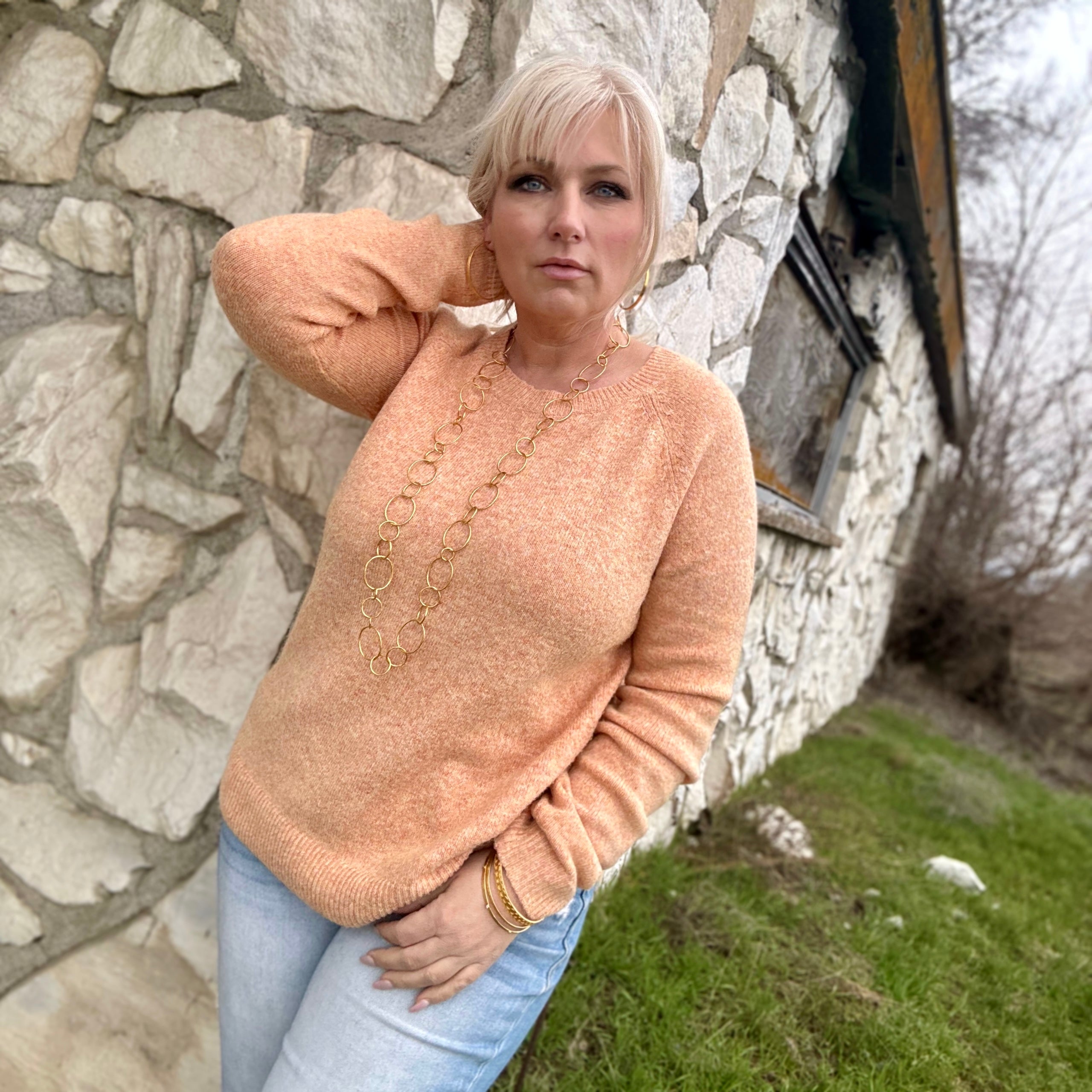 Sunshine Peach Sweater Pullover