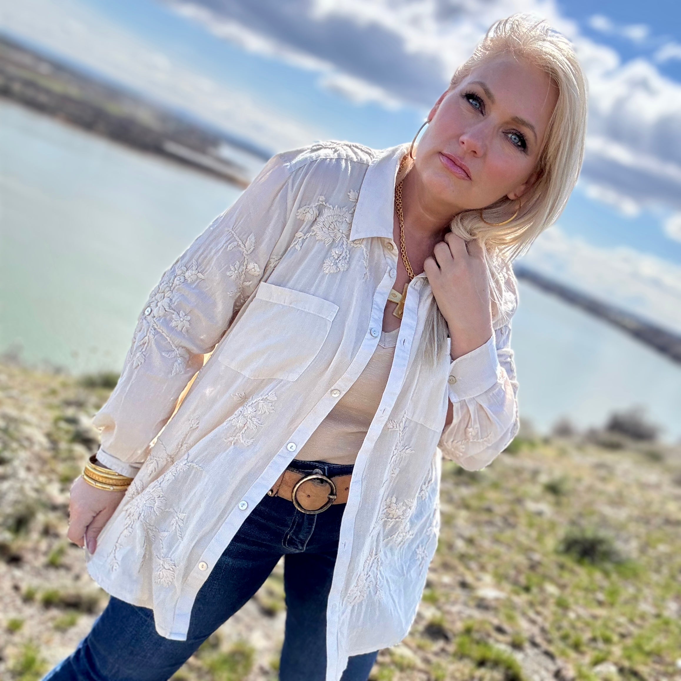 A Place In The Sun Button Up (Oatmeal)