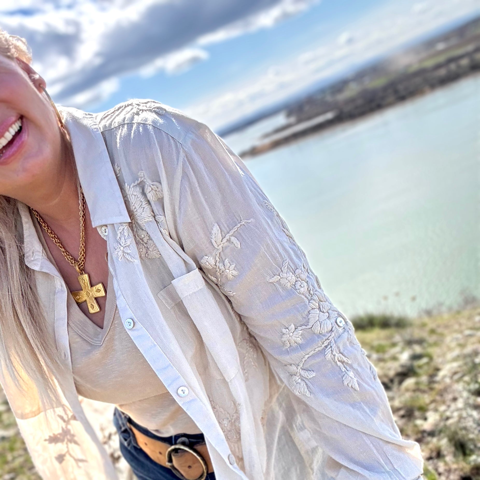 A Place In The Sun Button Up (Oatmeal)