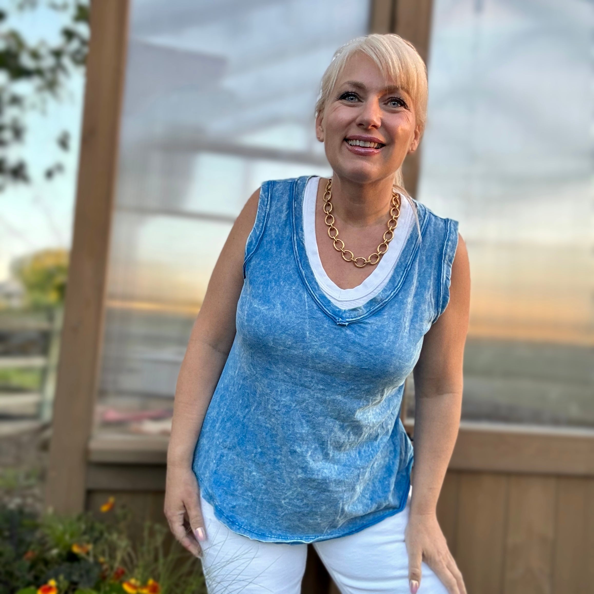 Hot Shot Cotton Tank (Ocean Blue)