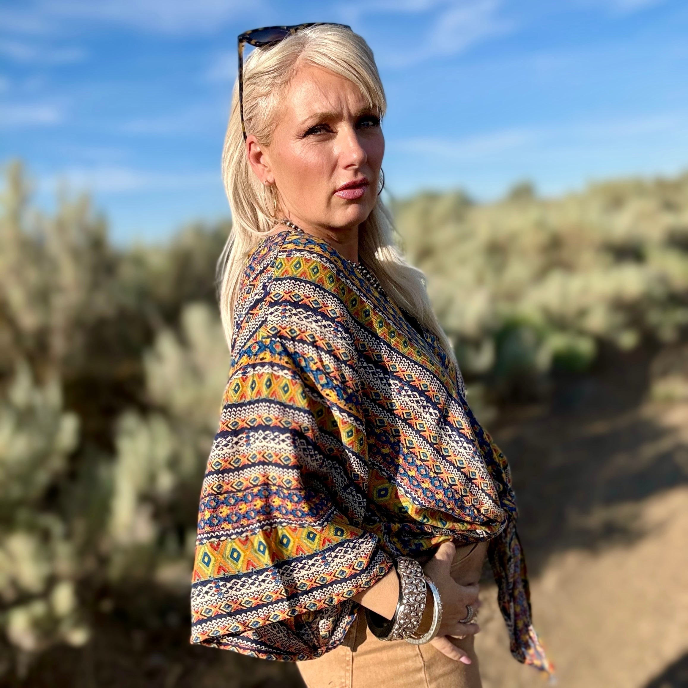 Quinn Print Tie Front Top