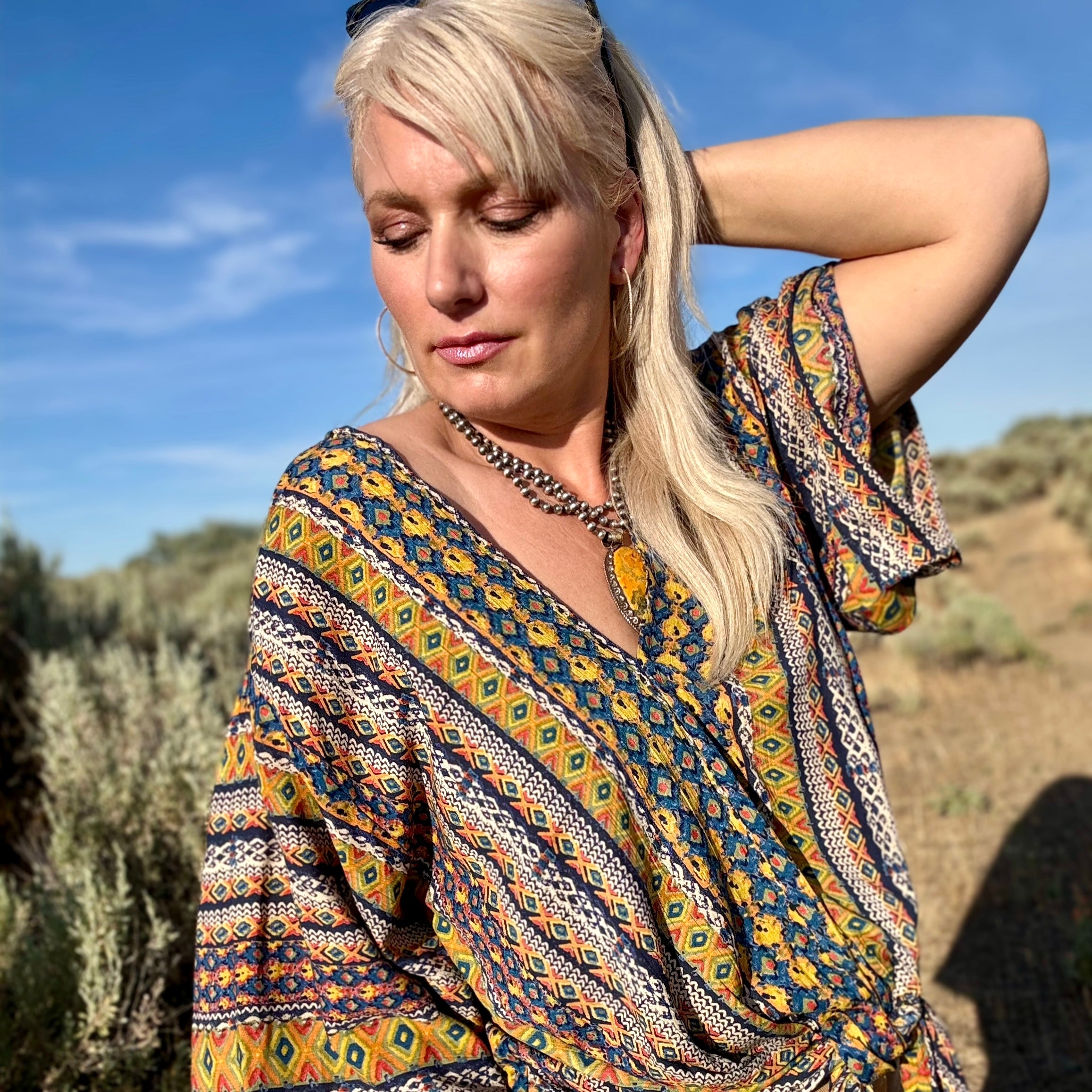 Quinn Print Tie Front Top