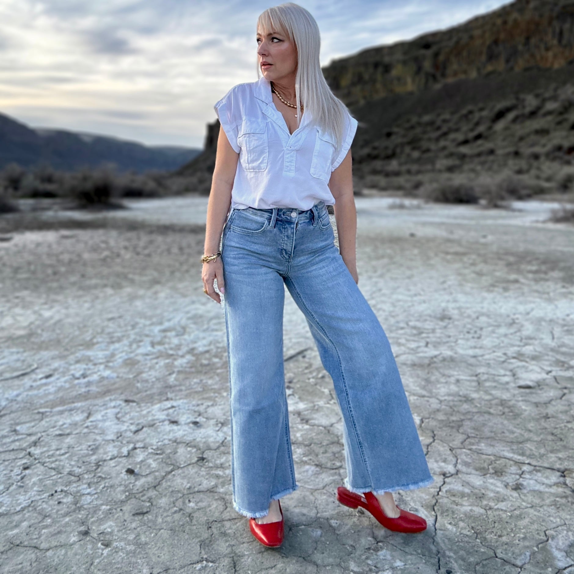 Resilient Tummy Control Wide/Crop Jeans