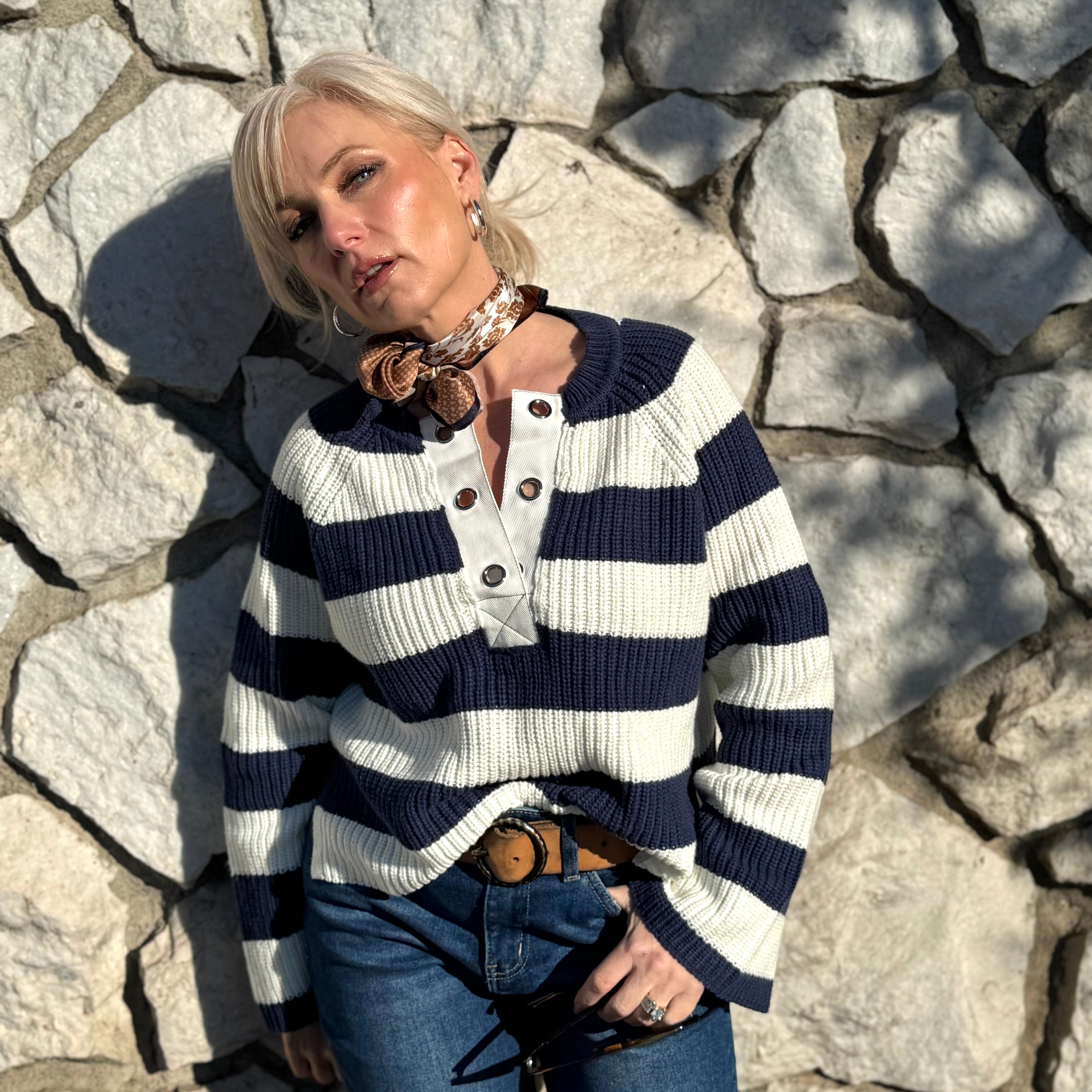 SAPPHIRE NAVY STRIPE SWEATER