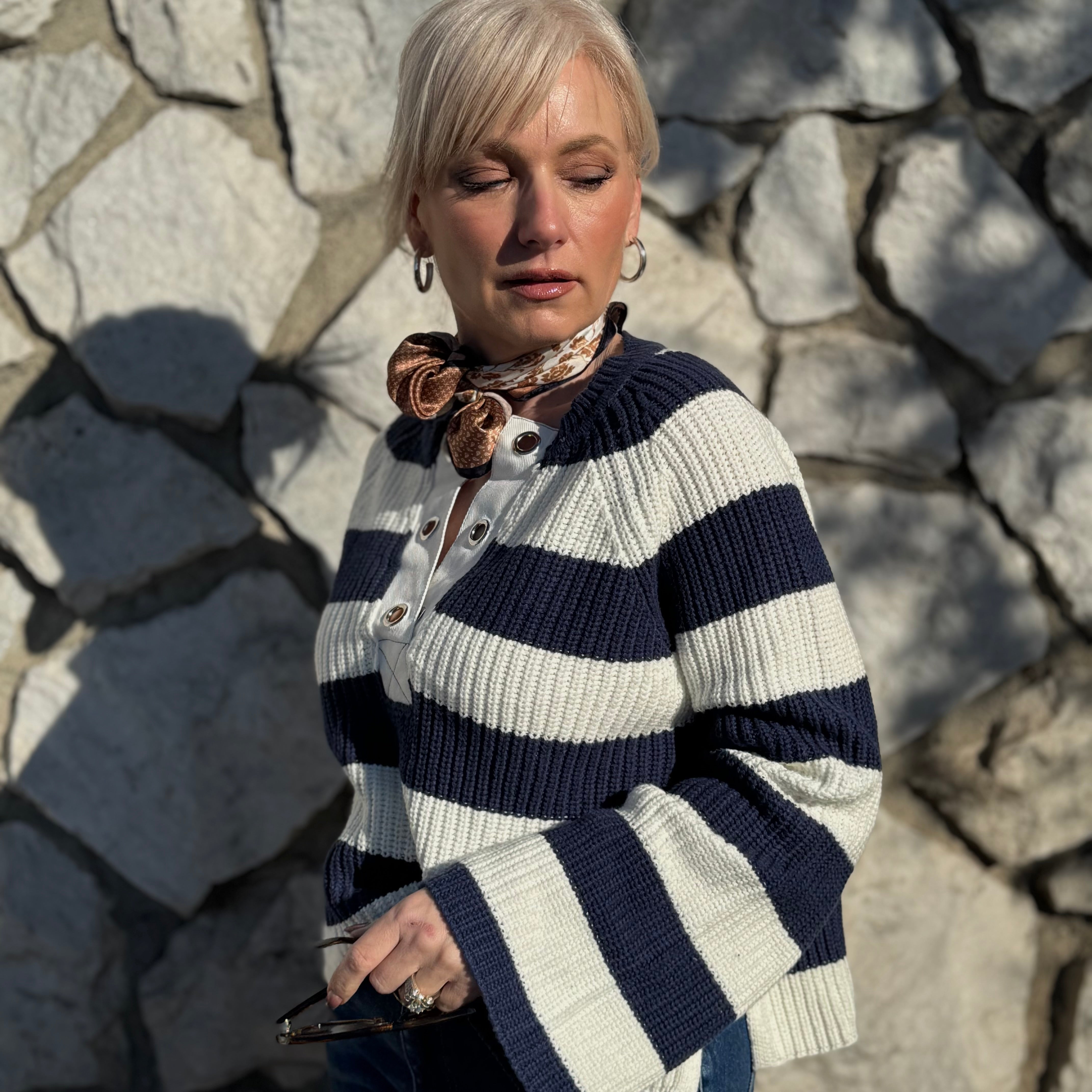 SAPPHIRE NAVY STRIPE SWEATER
