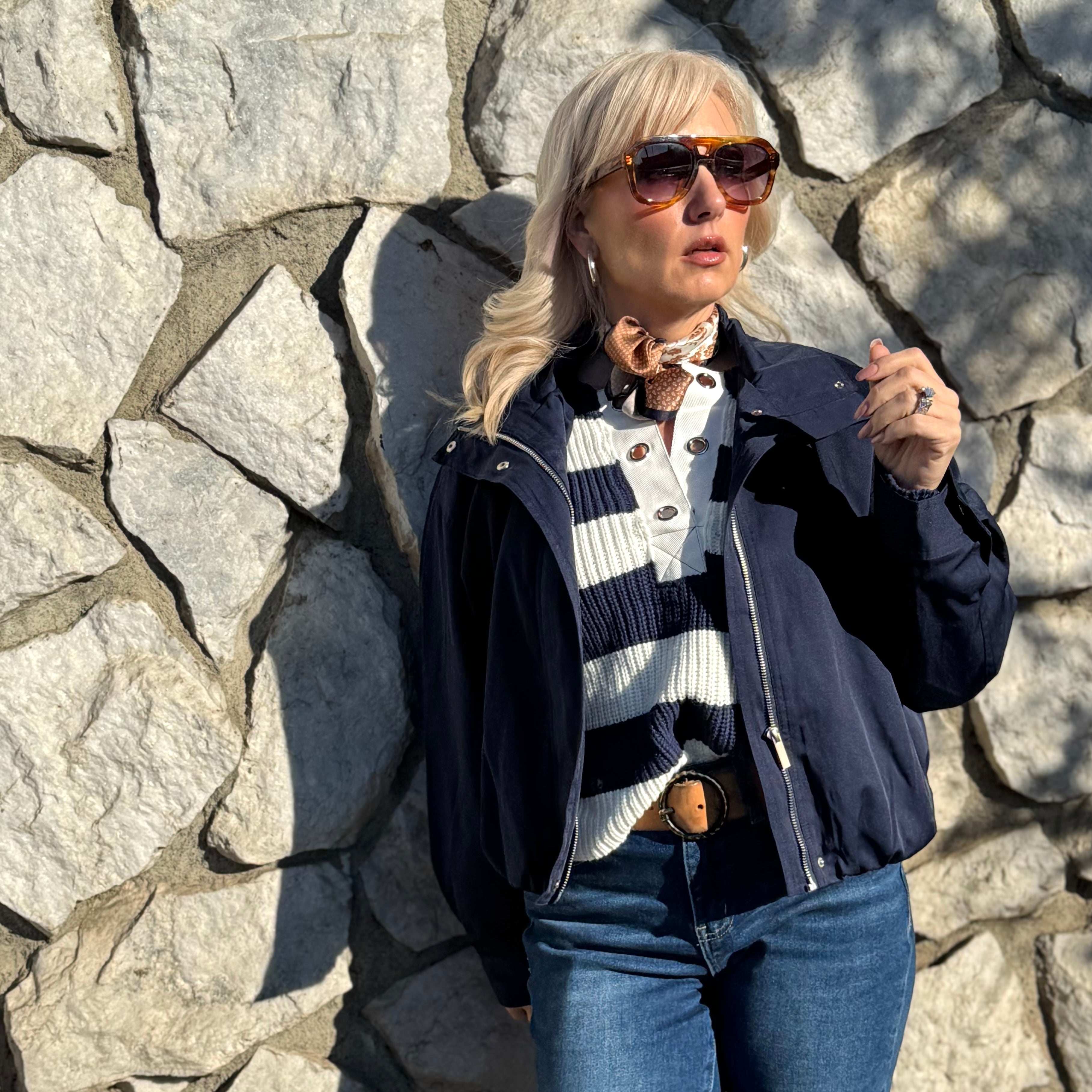 The North Shore Cropped Trench Jacket Navy