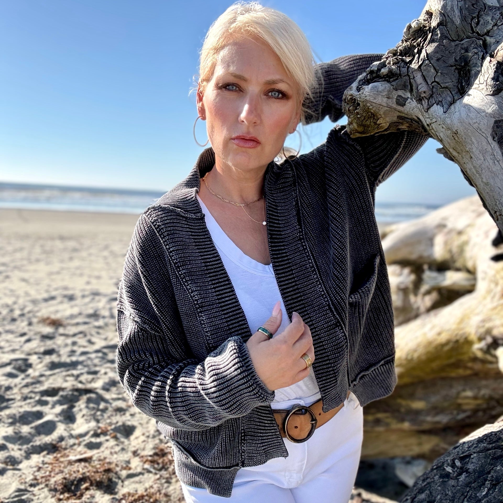 Road Trippin’ Cardigan (Washed Black)