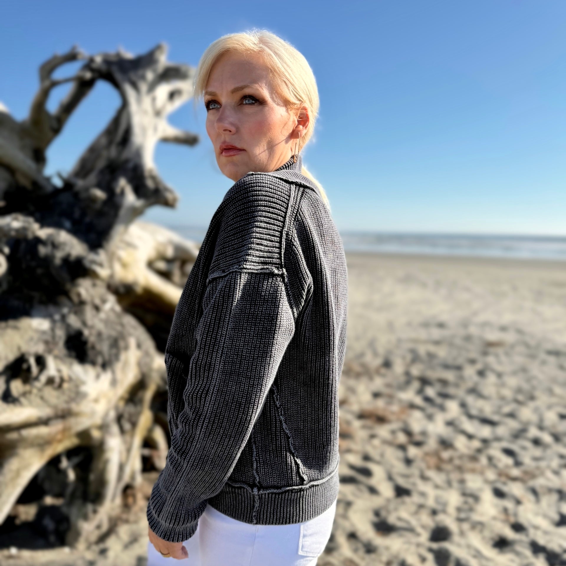 Road Trippin’ Cardigan (Washed Black)
