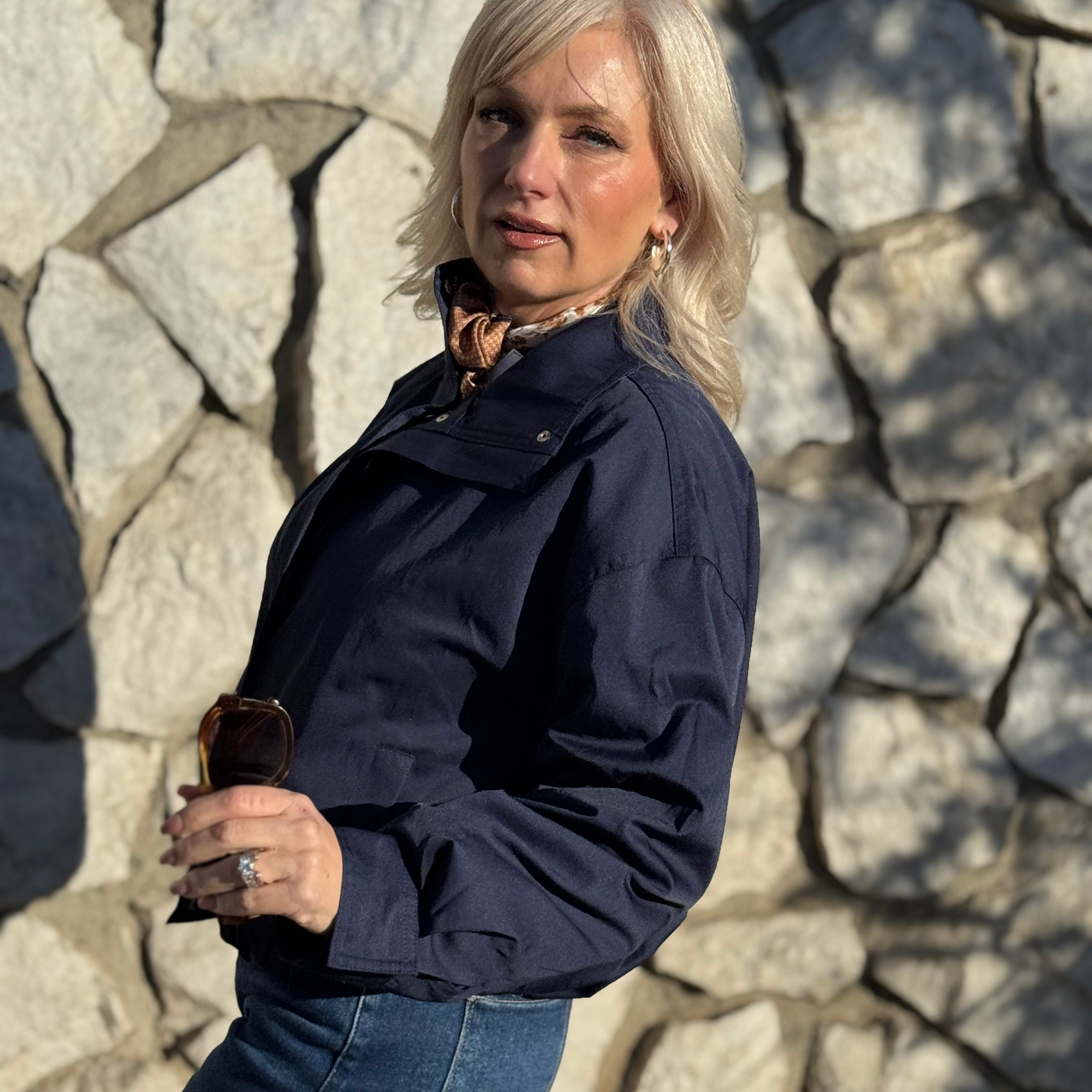 The North Shore Cropped Trench Jacket Navy