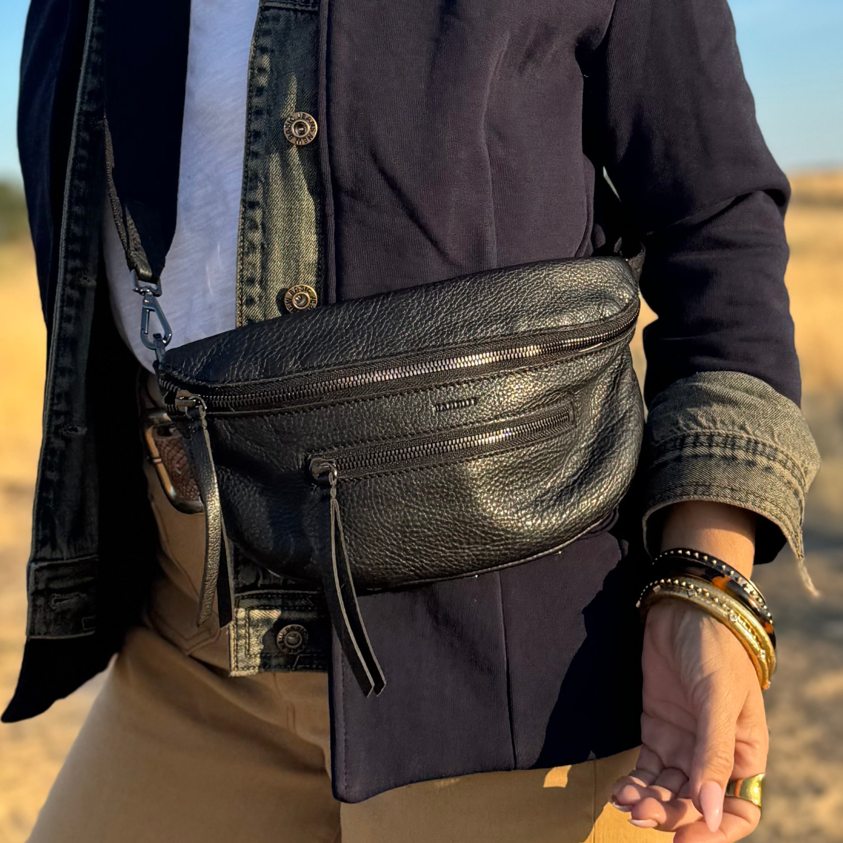 Hammitt Charles Crossbody Med Black/Gunmetal