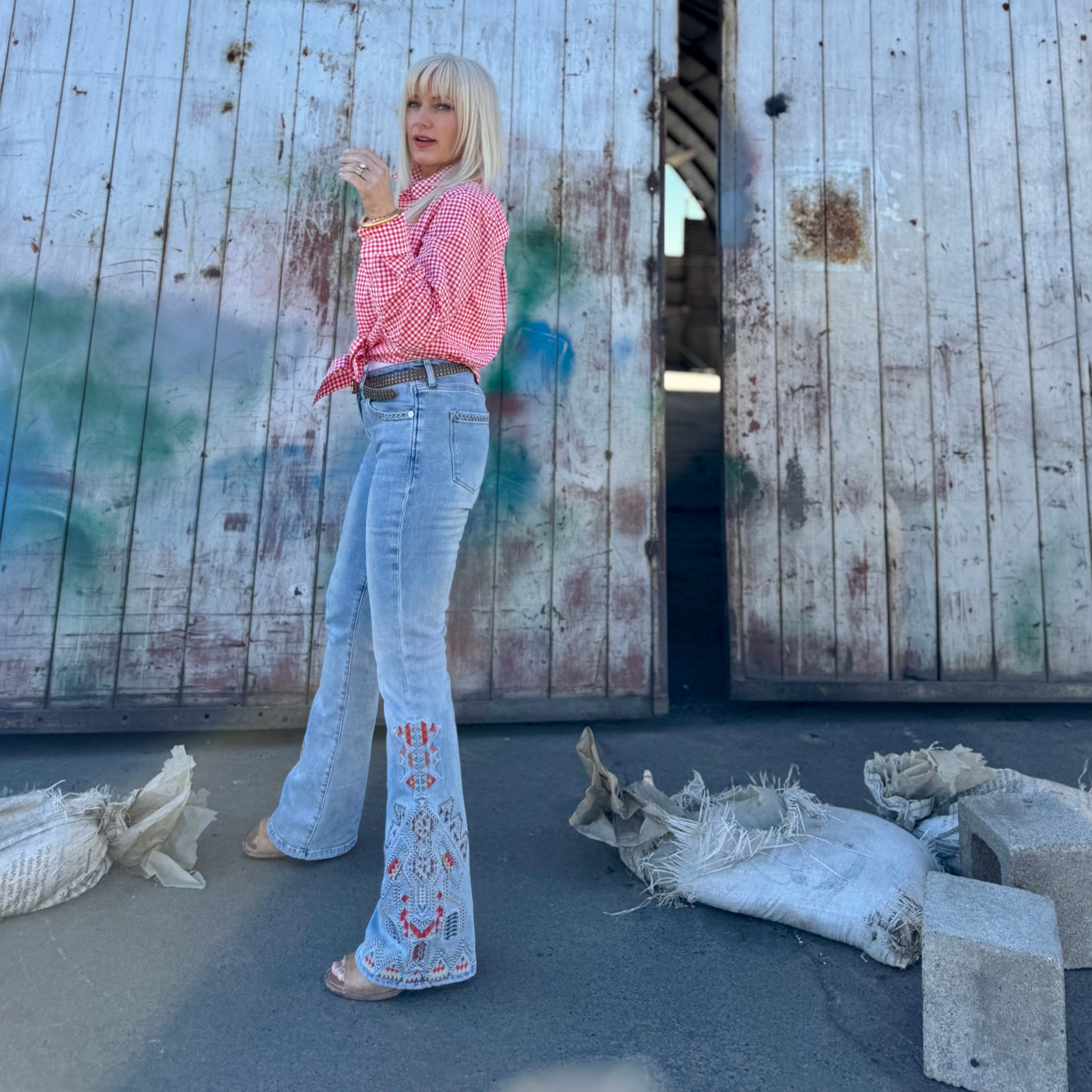 Sundance Trail Embroidered Flare Jeans