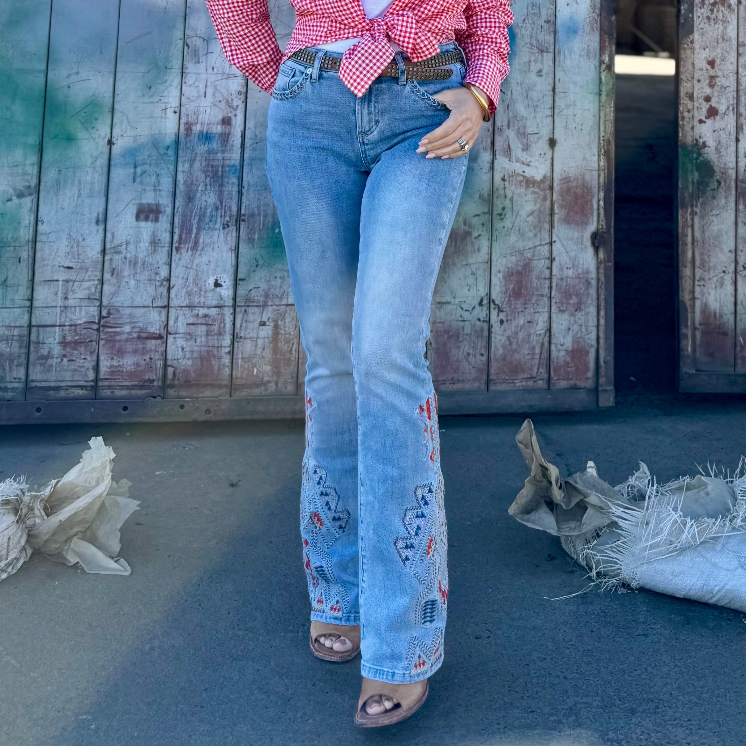 Sundance Trail Embroidered Flare Jeans