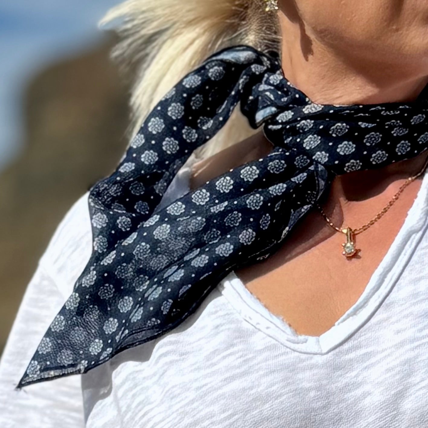 Midnight Dot Cotton Scarf
