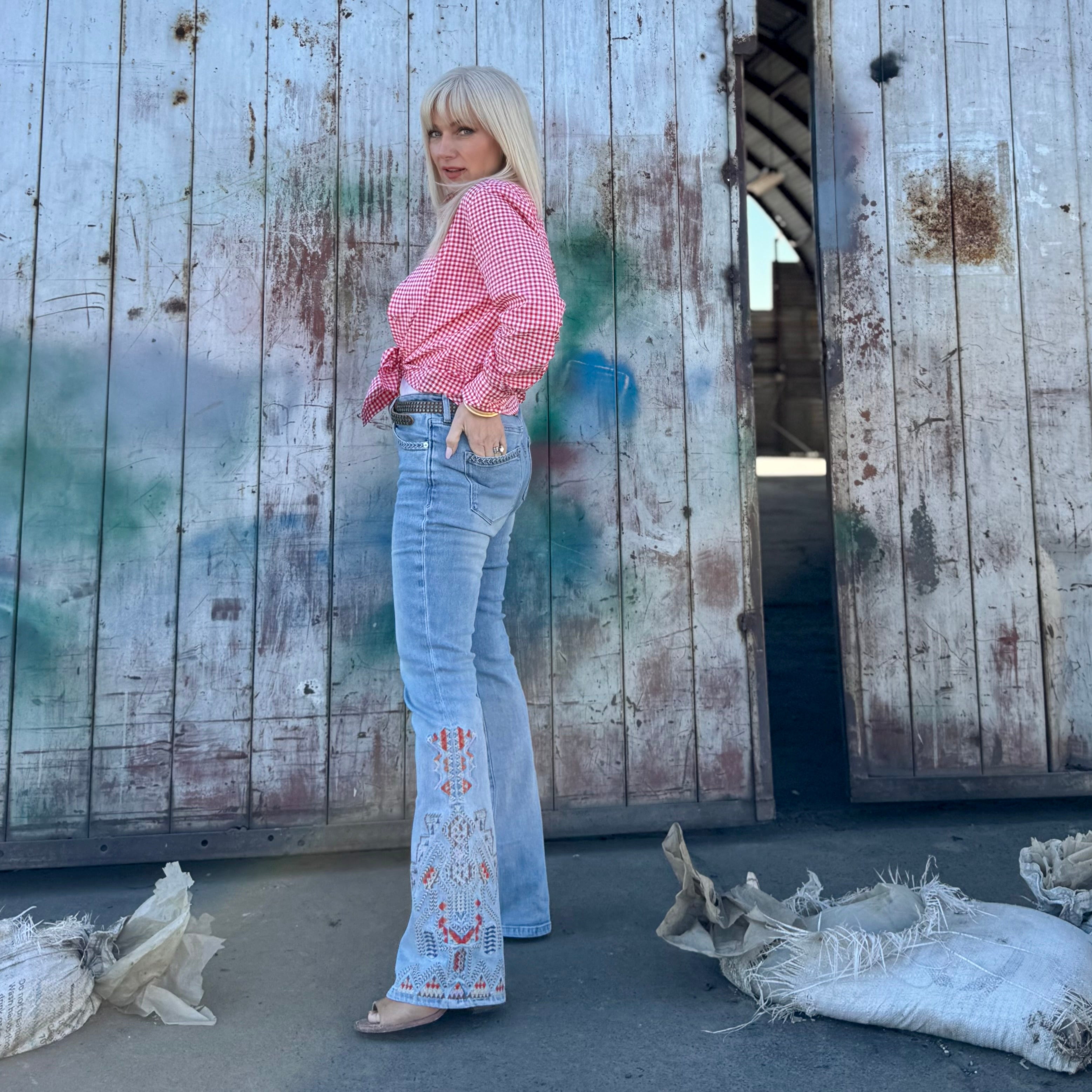 Sundance Trail Embroidered Flare Jeans