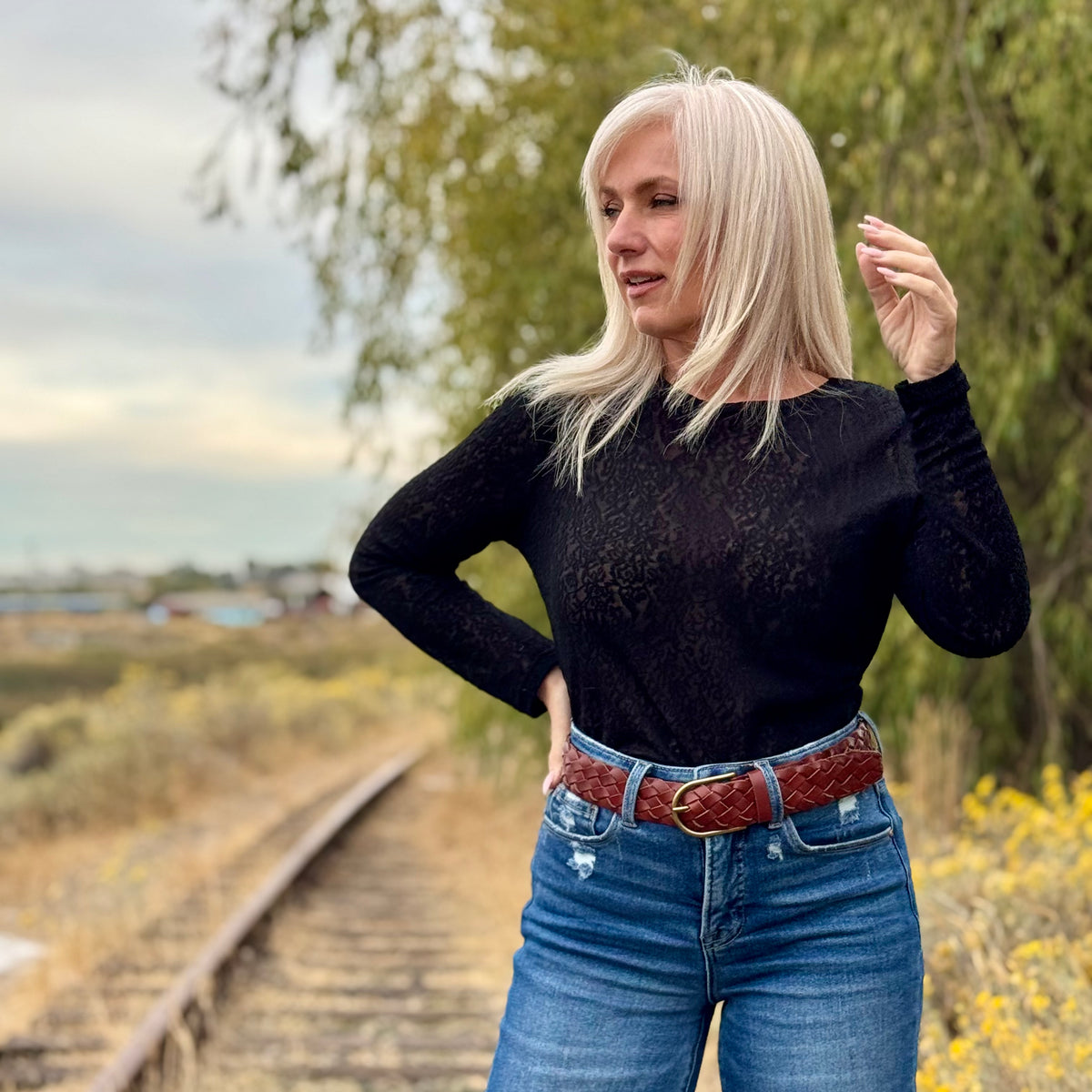Whisper Lace Layering Top Black
