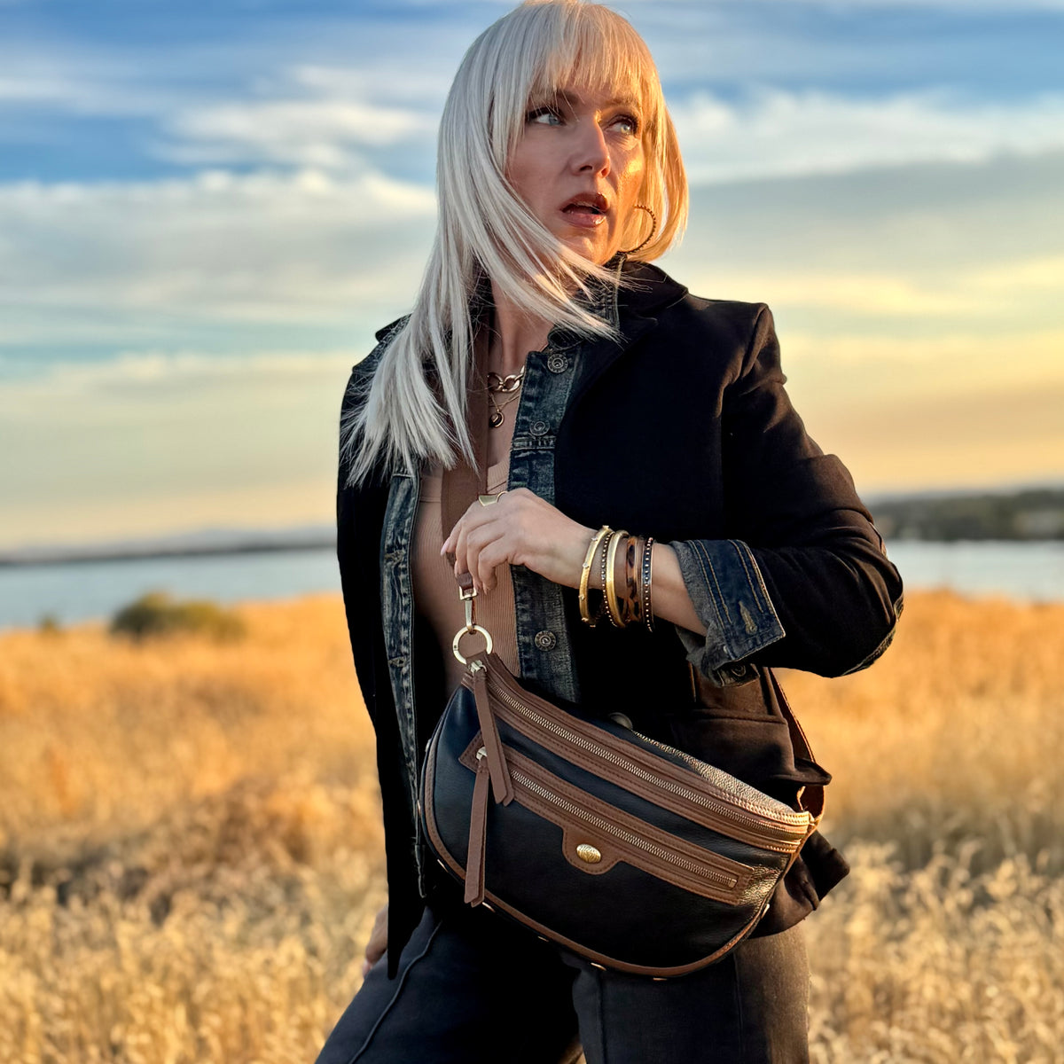 Hammitt Charles Crossbody Lrg East End/Antique Gold