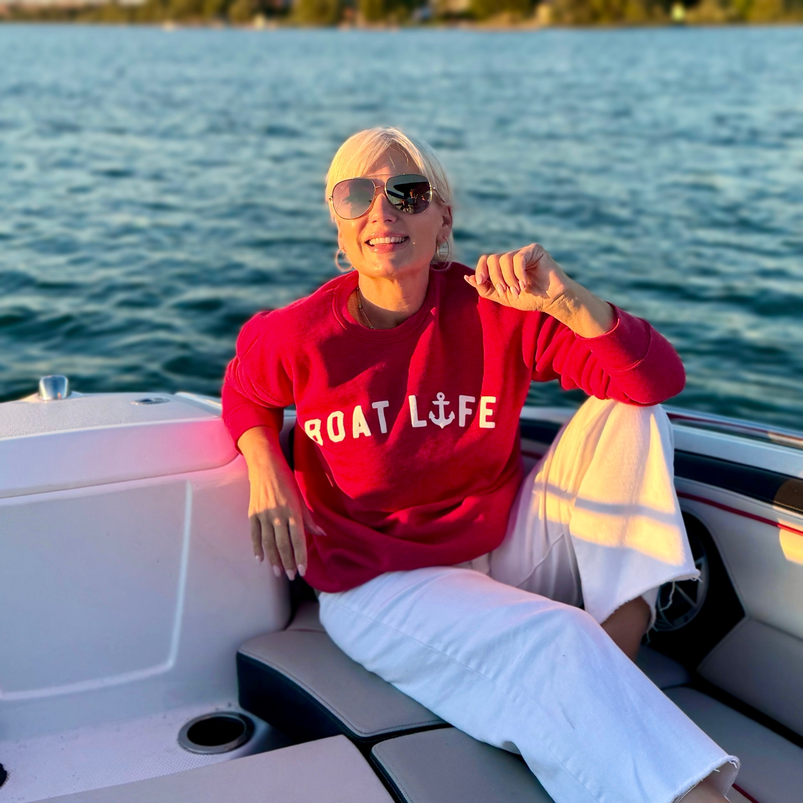 Boat Life Sweatshirt Red