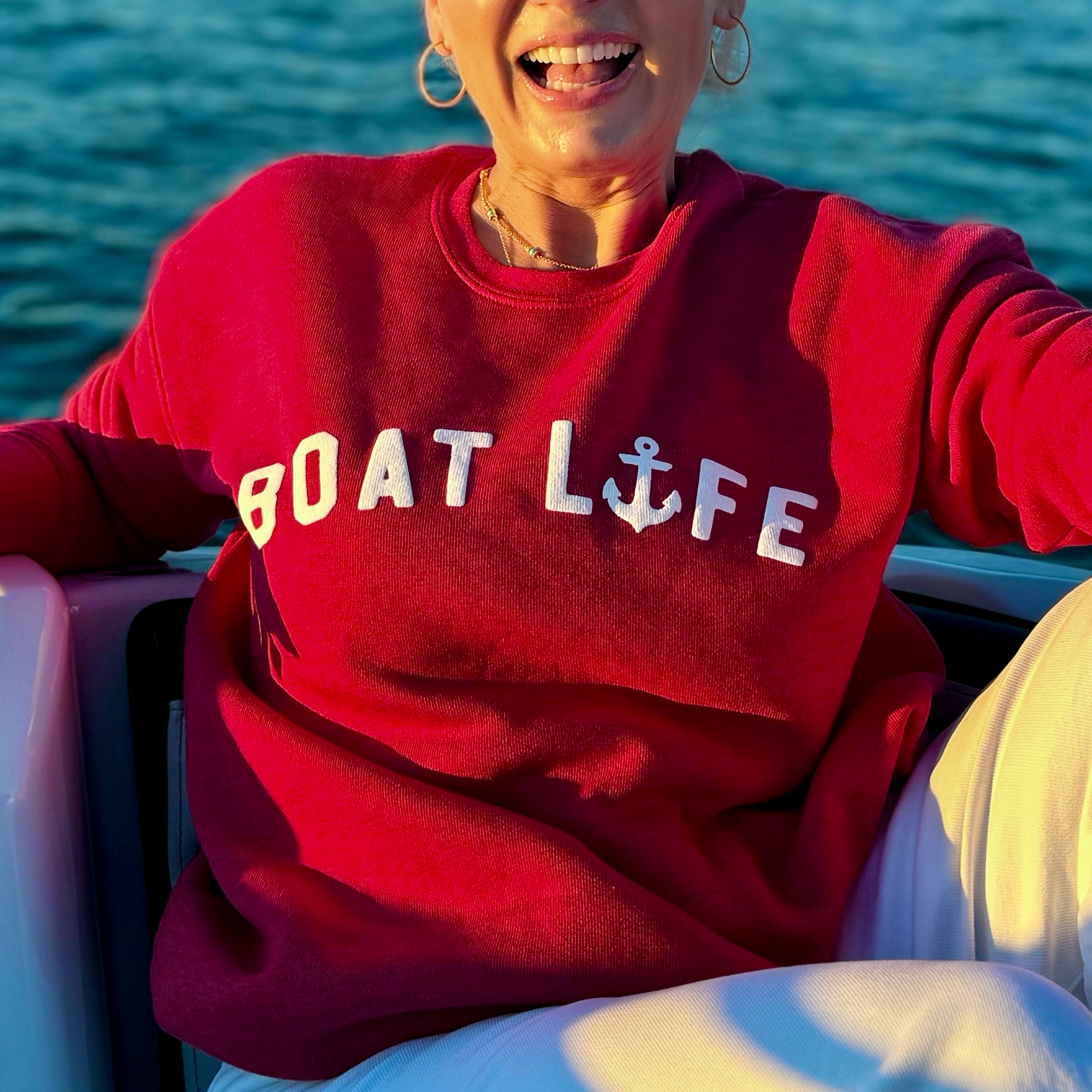 Boat Life Sweatshirt Red