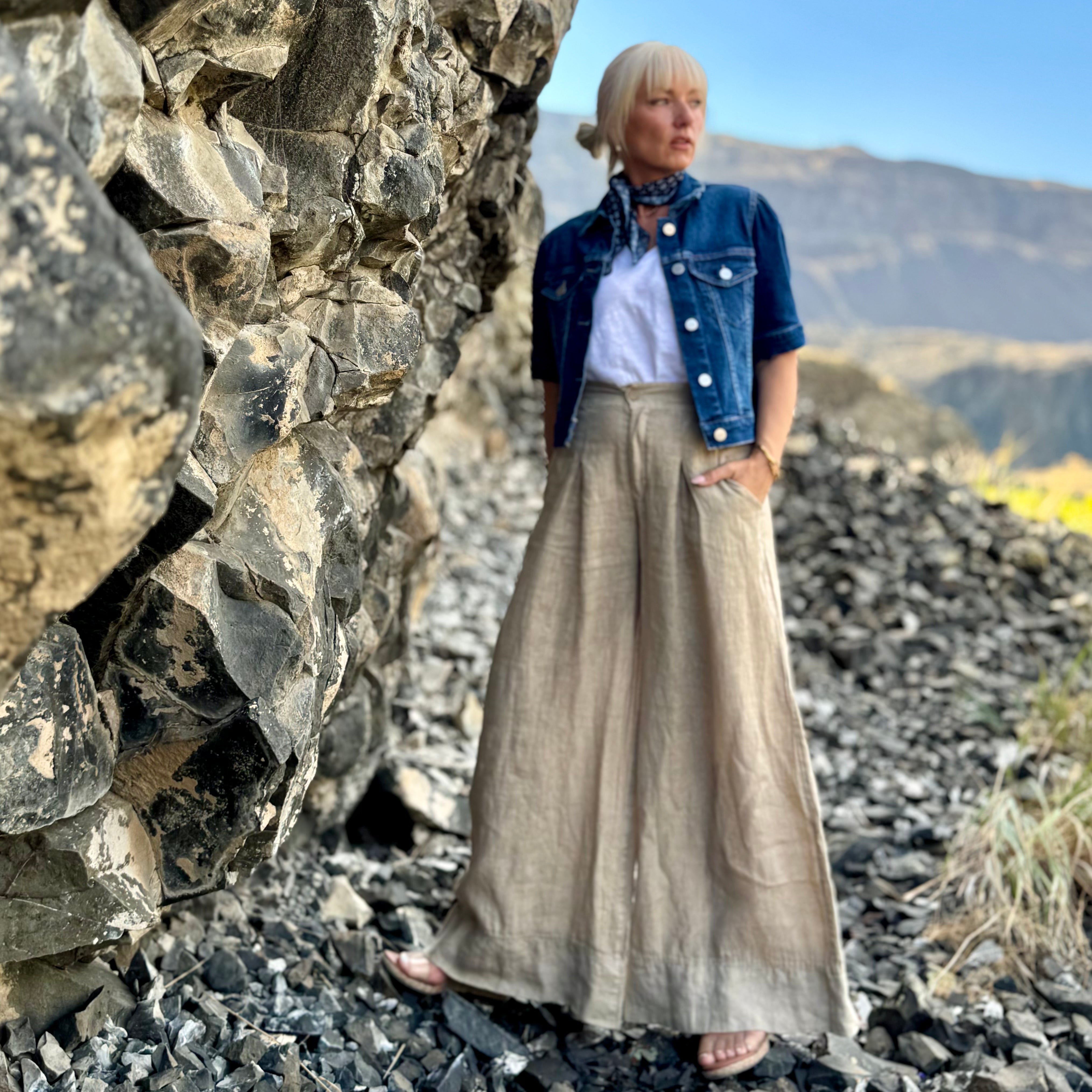 The Canyon Linen Palazzo Pant Khaki