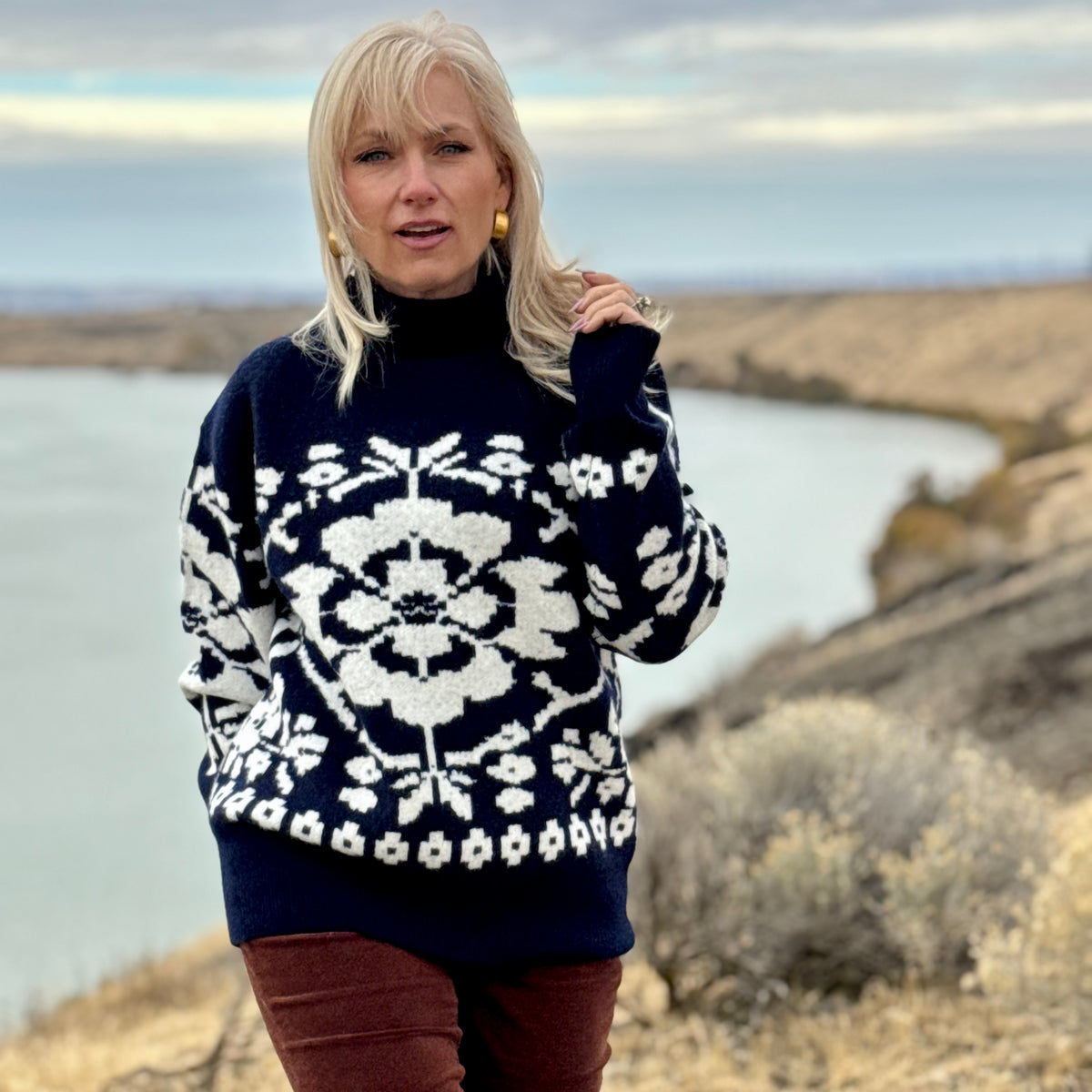Jacquard Turtleneck Sweater