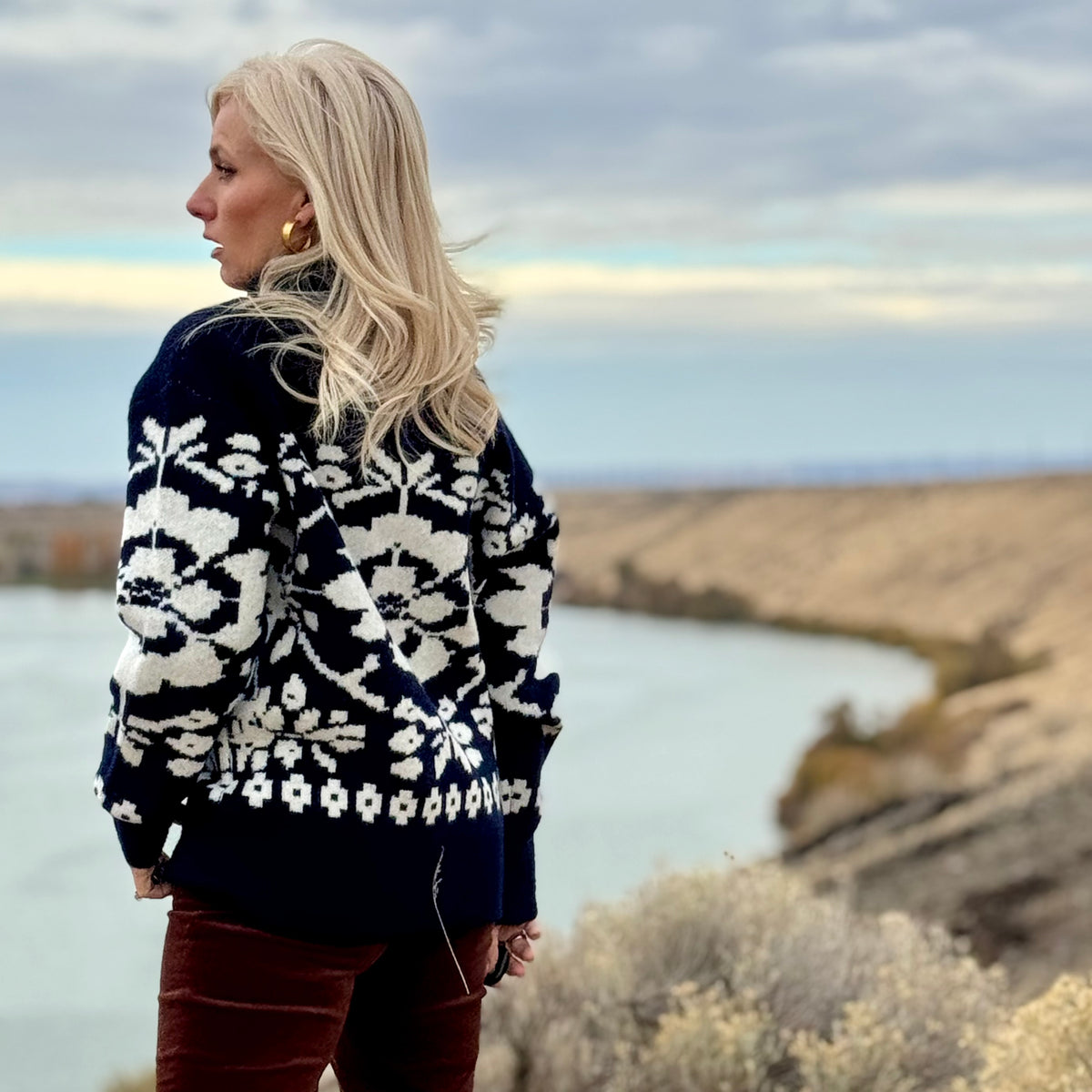 Jacquard Turtleneck Sweater