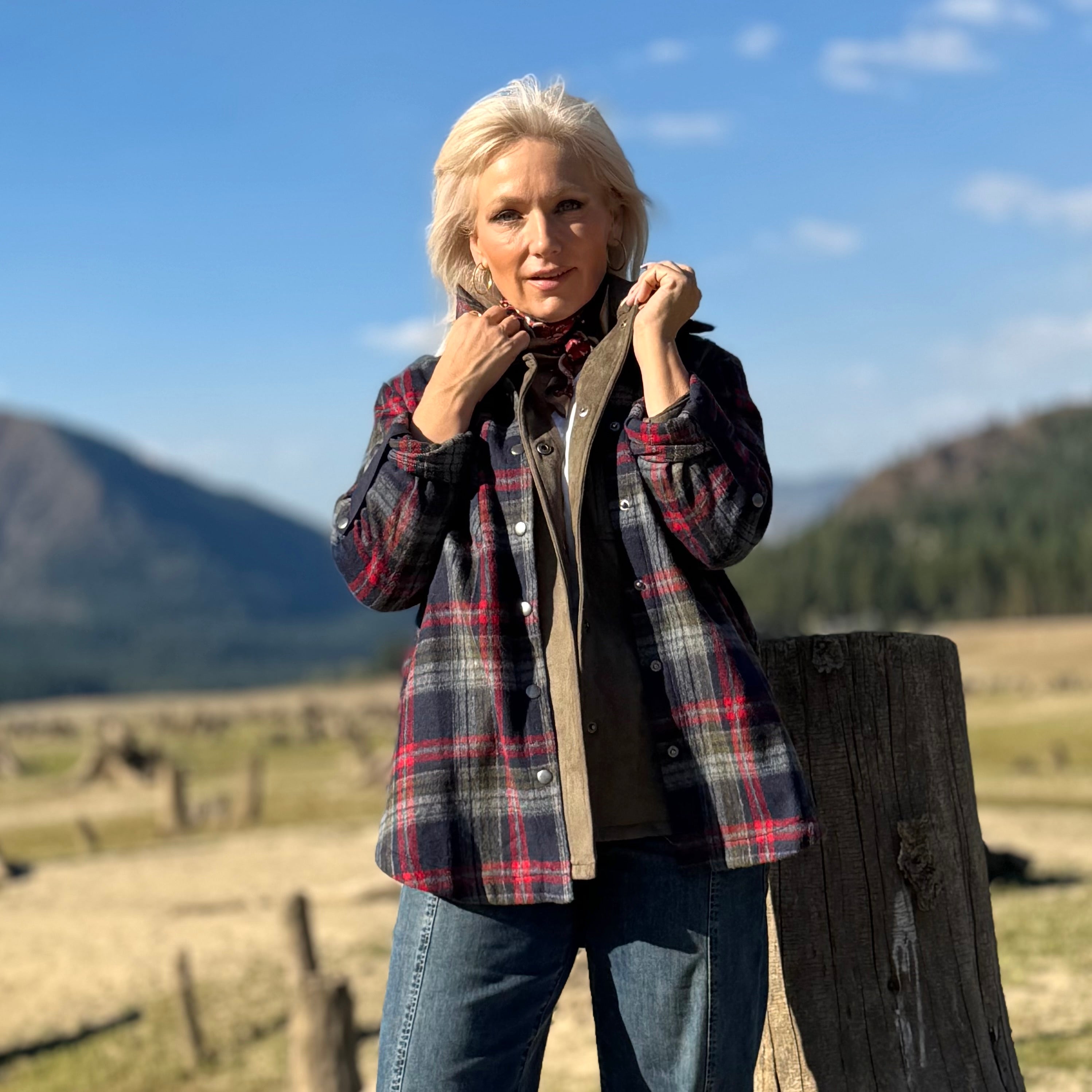 Heritage Plaid Flannel Shacket Blue