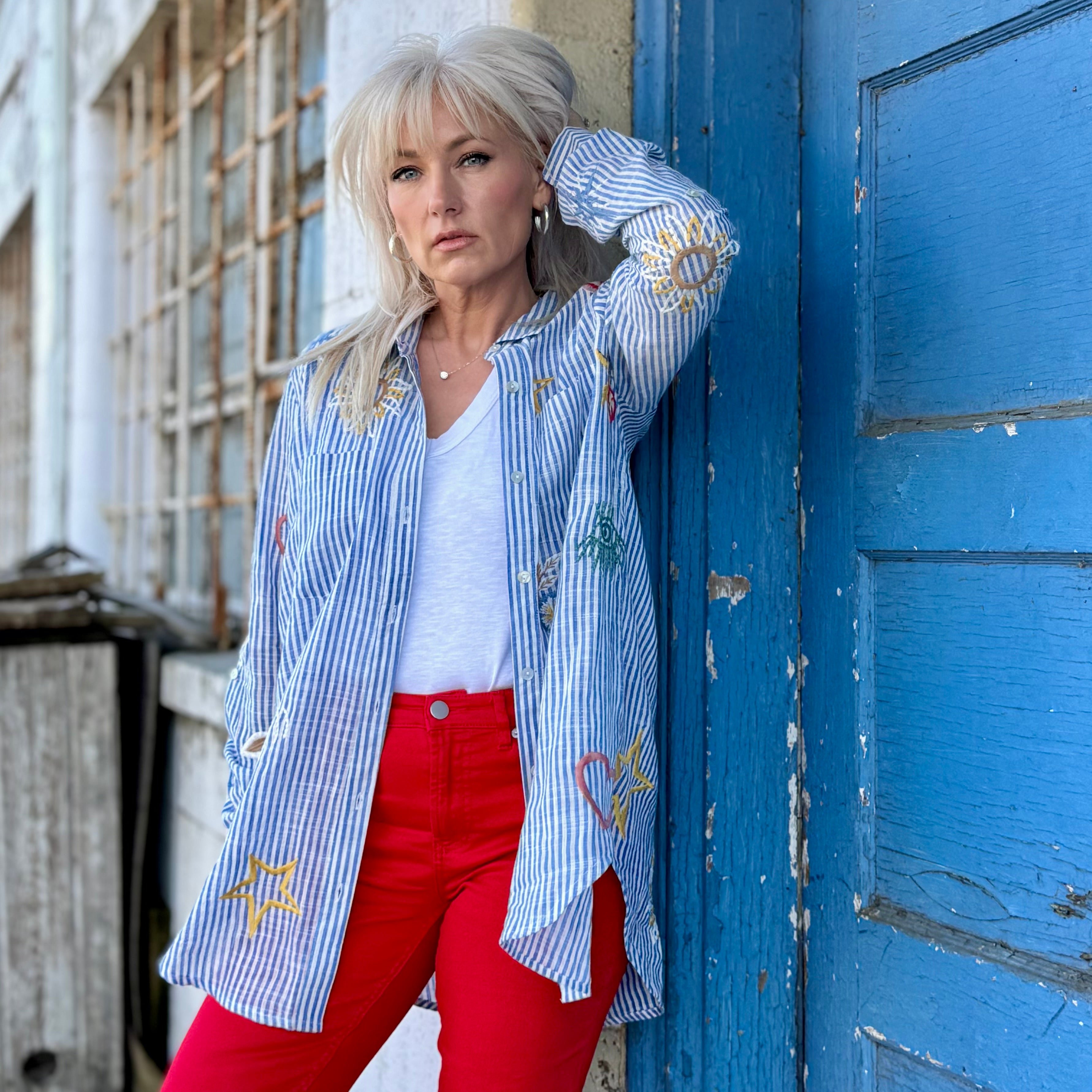 Stargazer Embroidered Linen Shirt