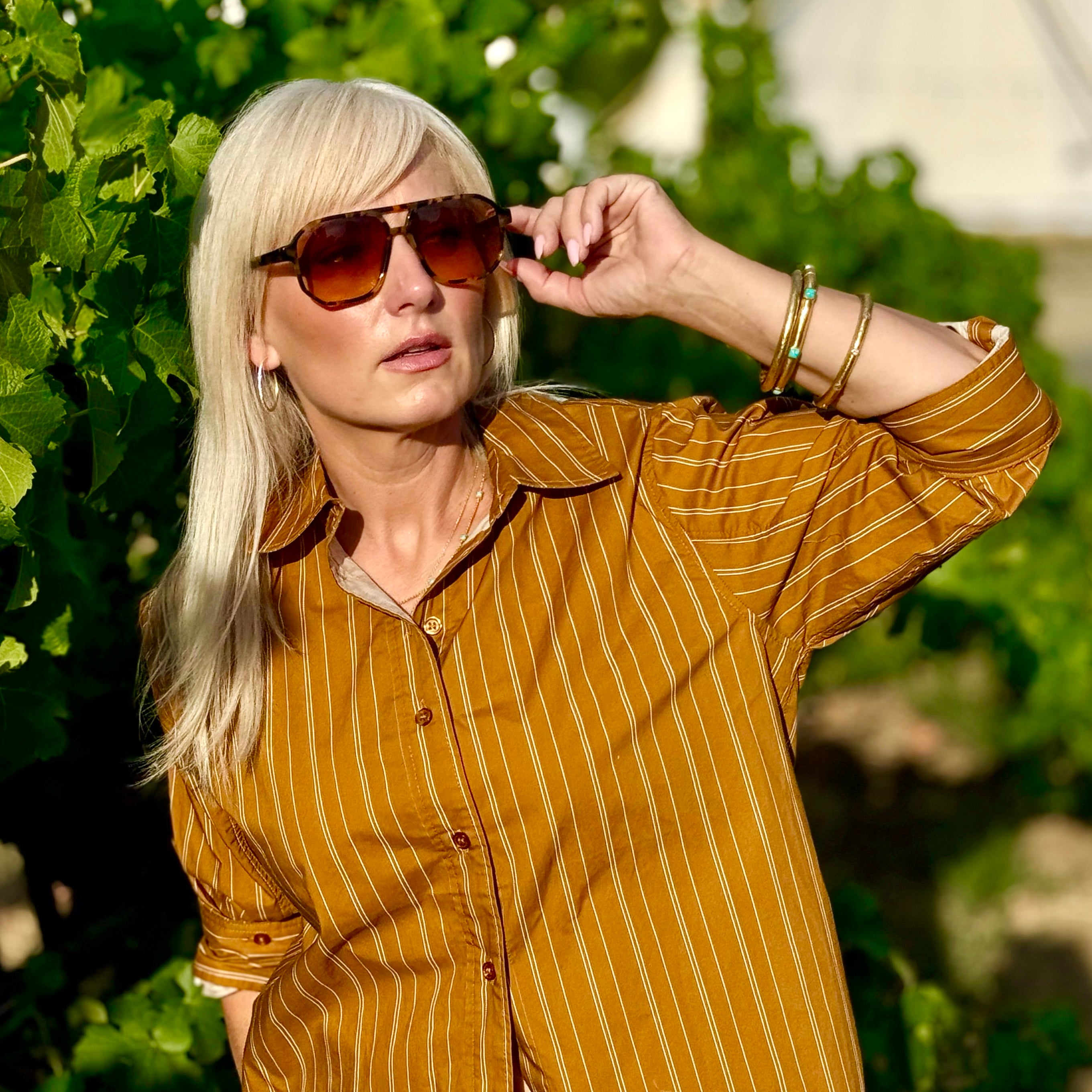 Golden Hour Stripe Button Up