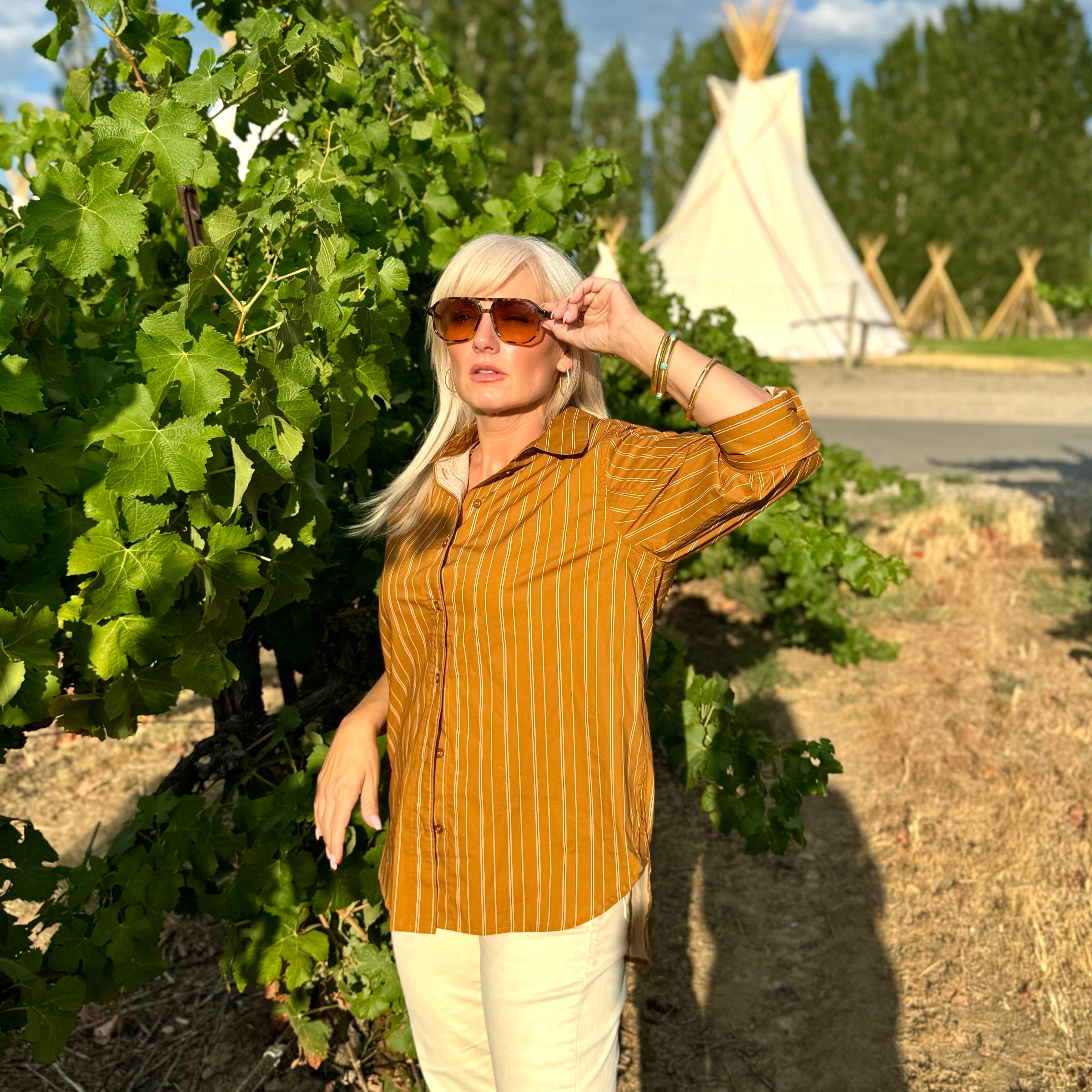 Golden Hour Stripe Button Up