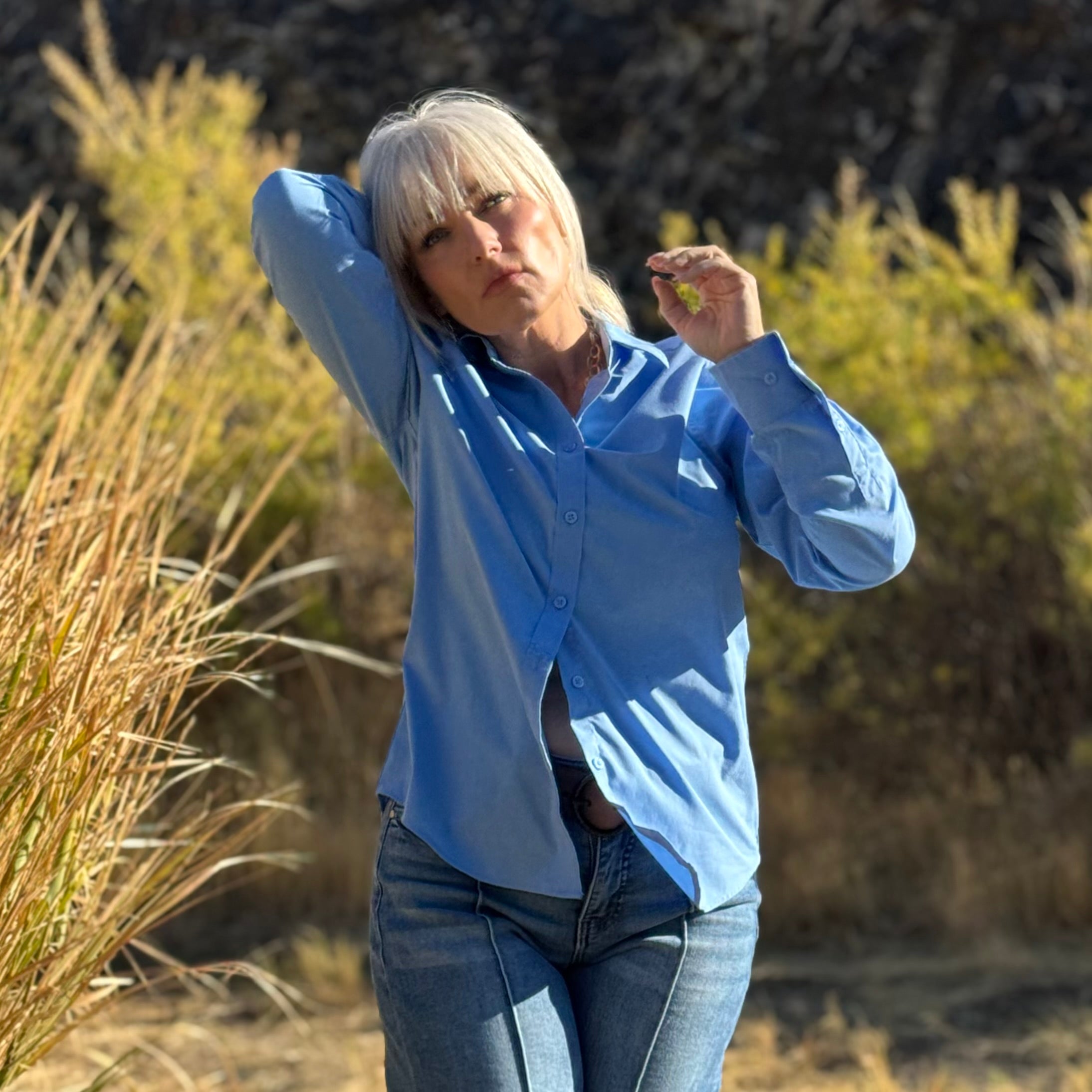 DESERT TRAVELER WRINKLE RESISTANT SHIRT Cornflower