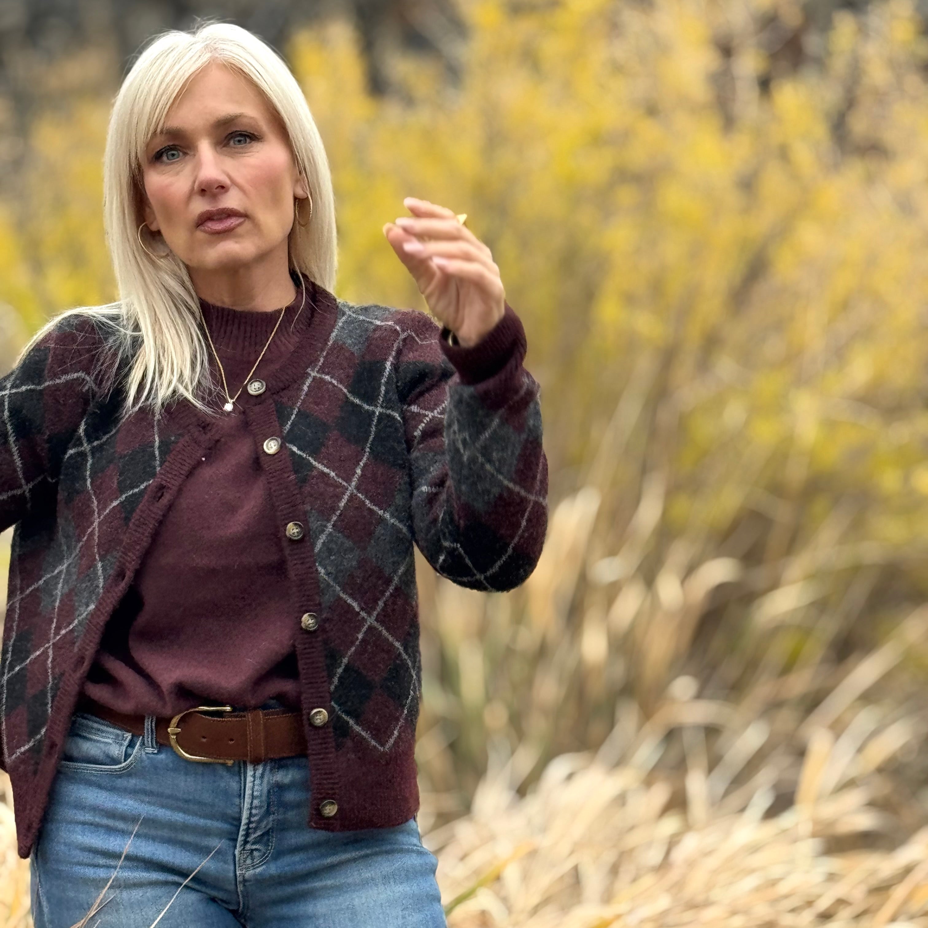 CLARA ARGYLE CARDIGAN Burgundy