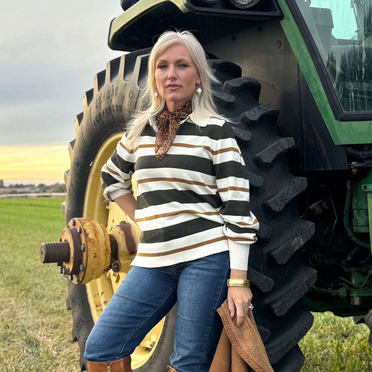 Game Day Collared Stripe Sweater