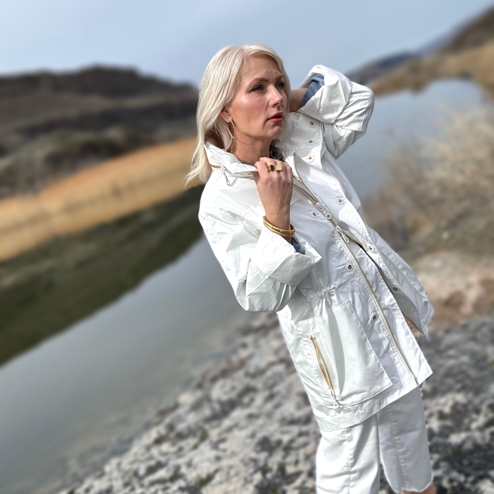 Anorak Jacket White/Gold