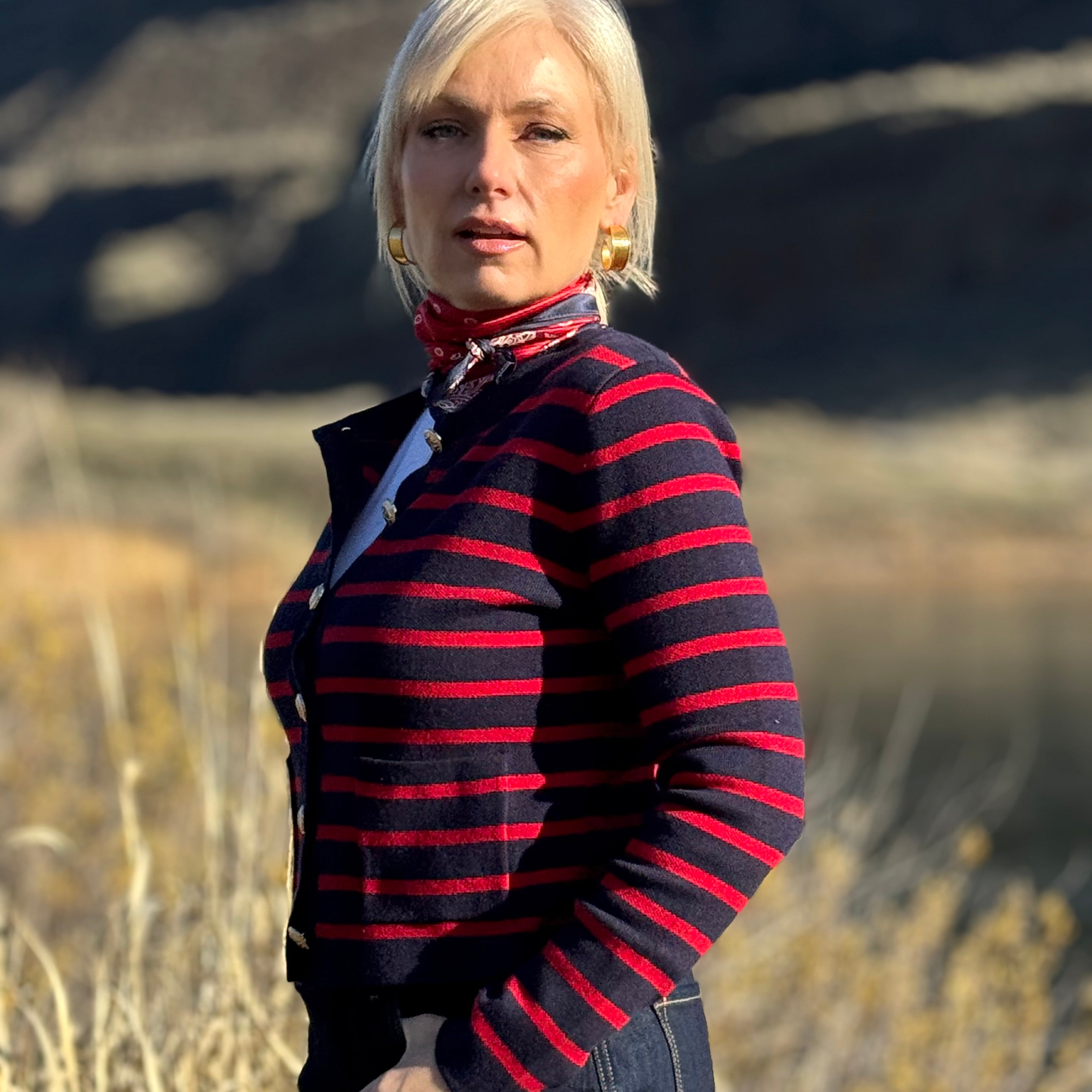 The Riviera Stripe Button Cardigan