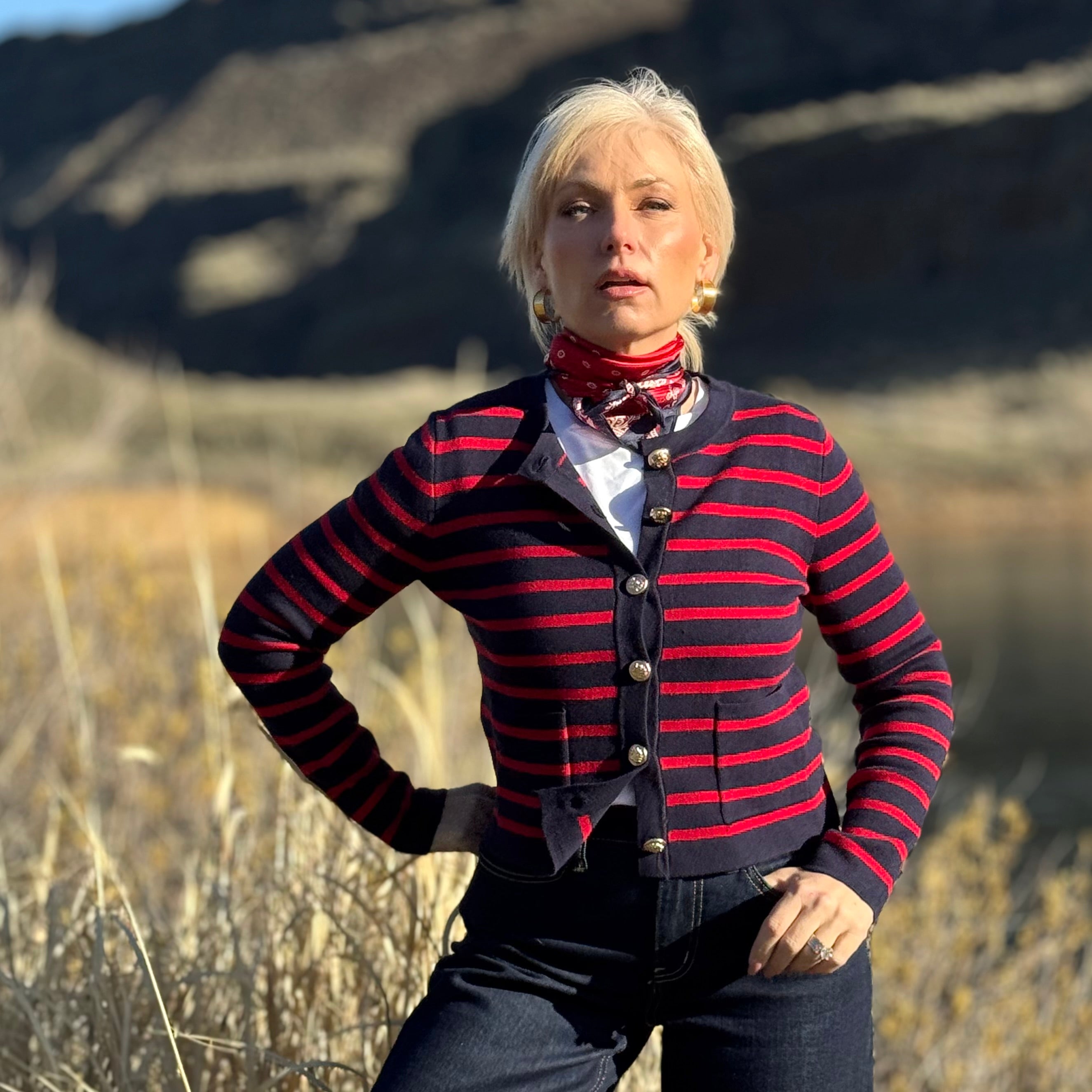 The Riviera Stripe Button Cardigan