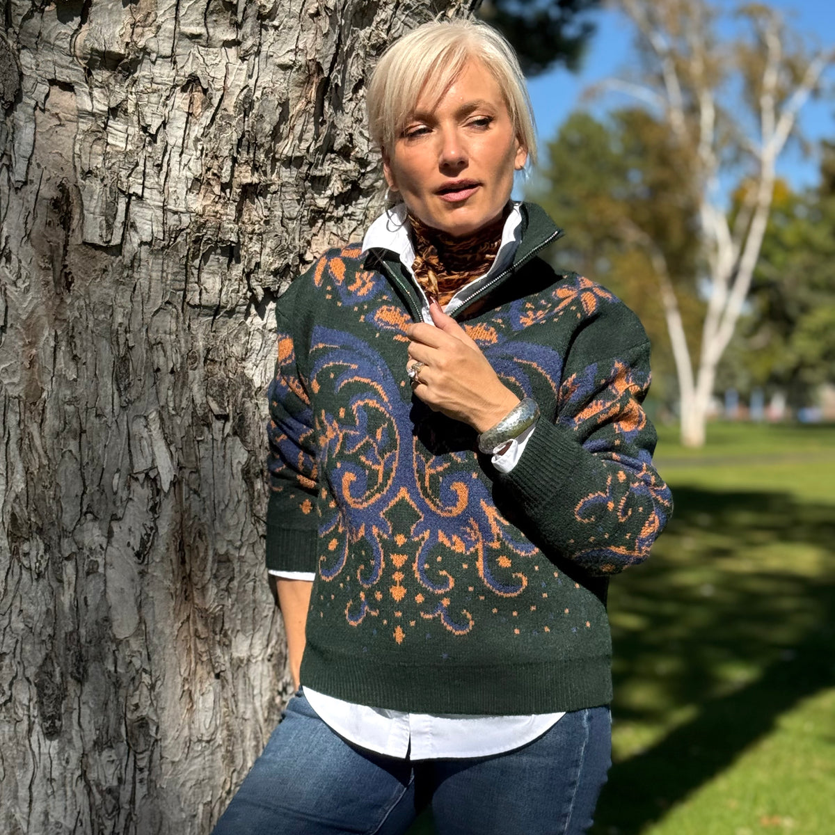 The Heritage Paisley Half-Zip Sweater