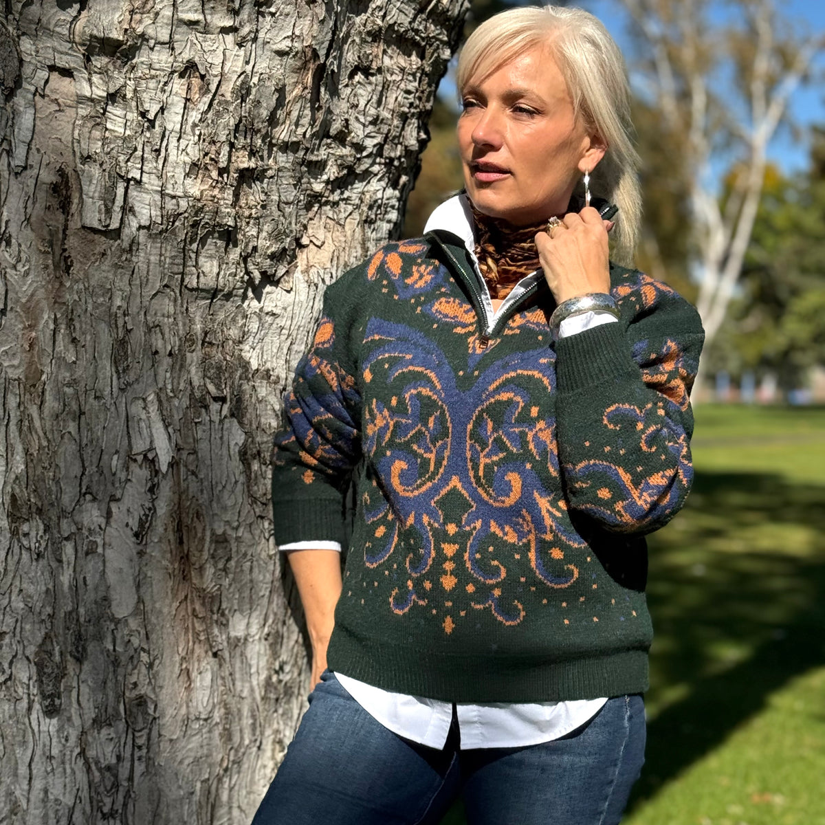The Heritage Paisley Half-Zip Sweater