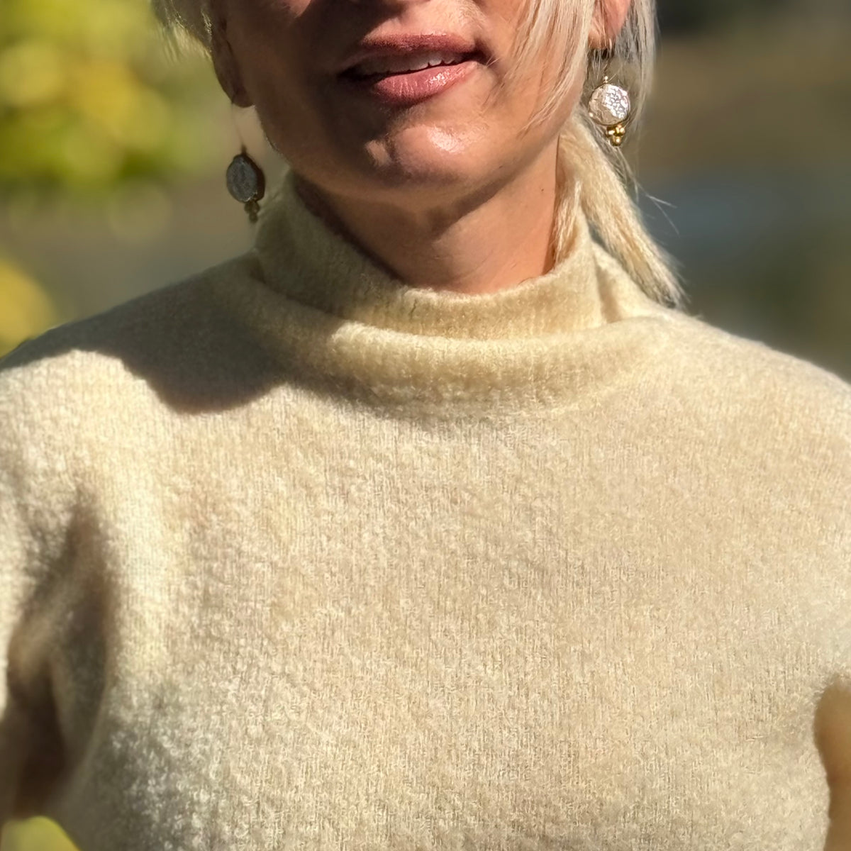Mock Neck Boucle Sweater