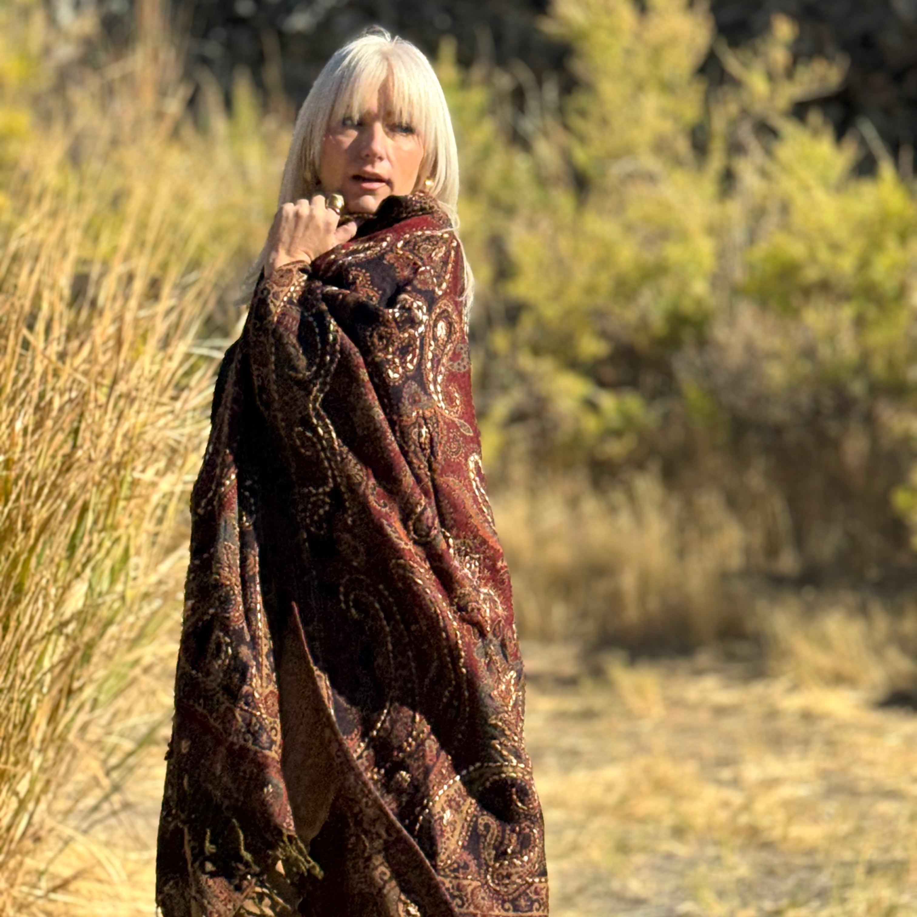 Marisol Embroidered Wool Wrap
