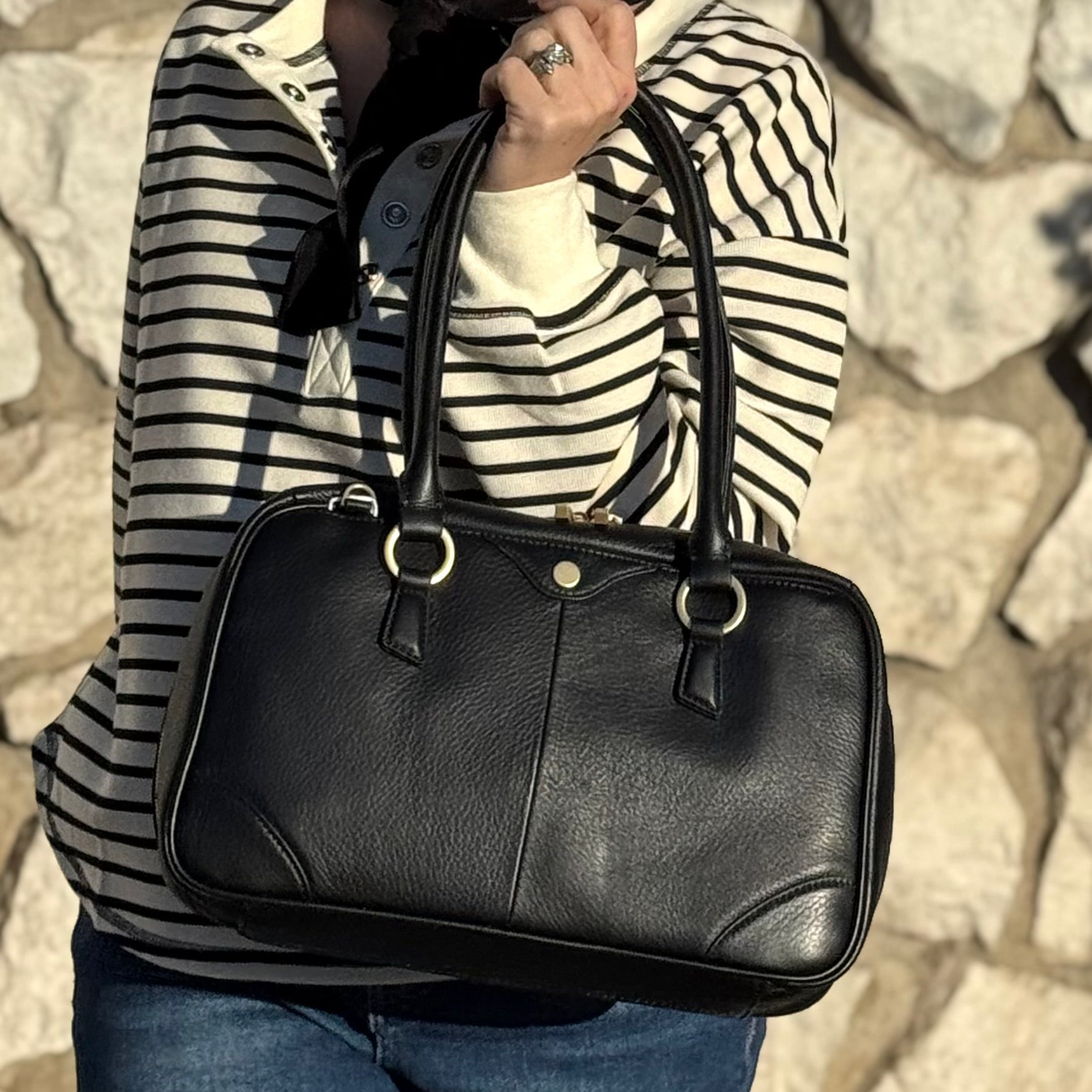 Hammitt Meredith Med Black/Brushed Gold