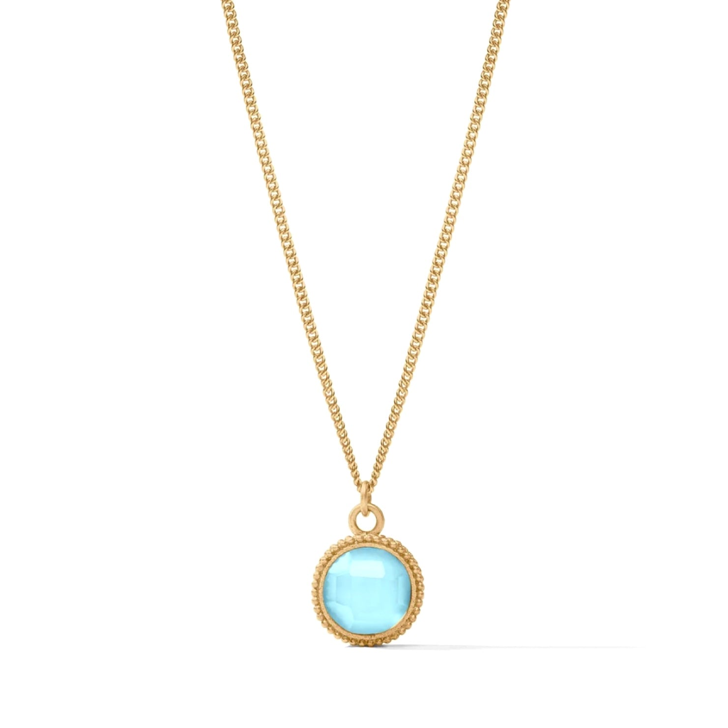 Fleur-De-Los Solitaire Necklace (Capri Blue)