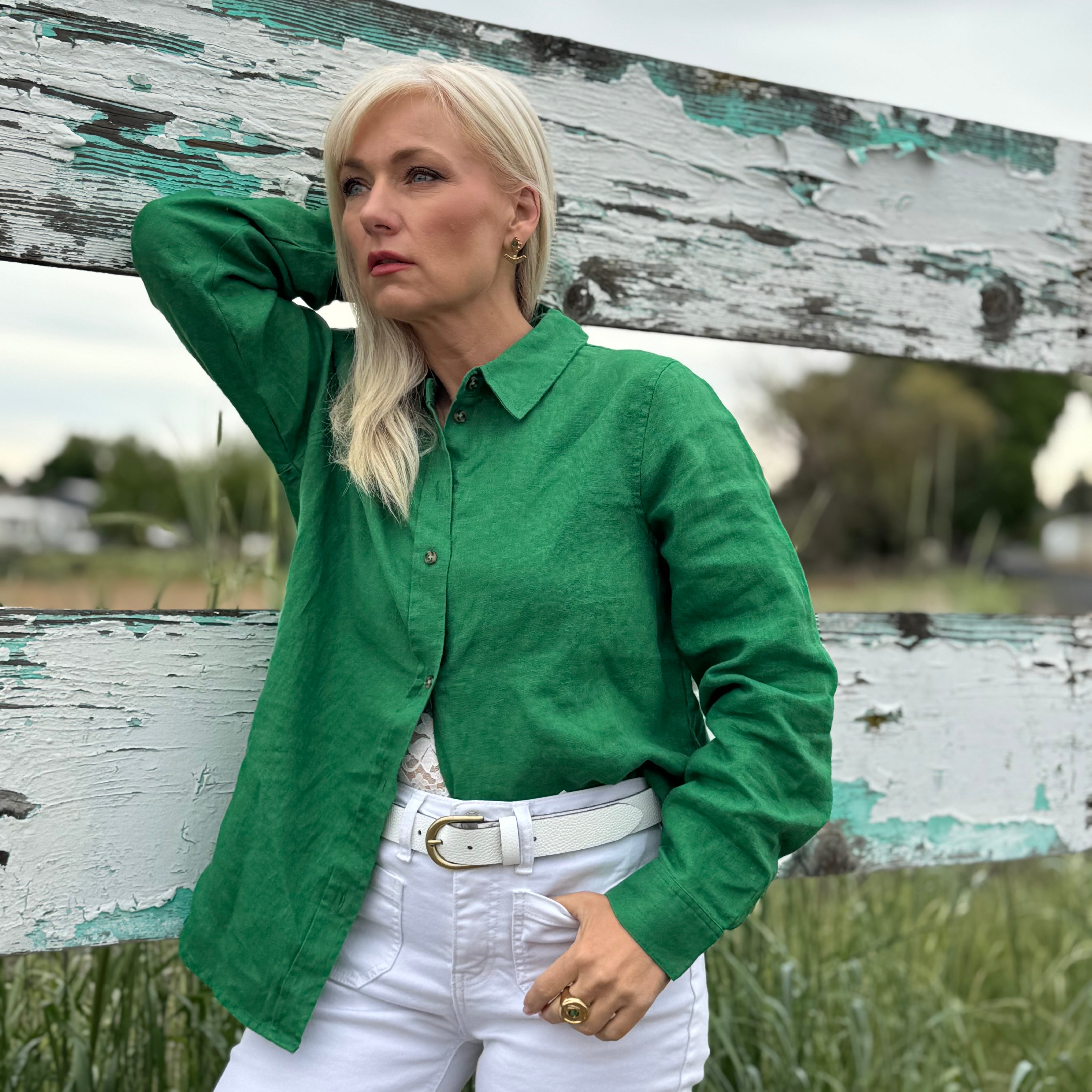Emerald Coast Linen Button-Up