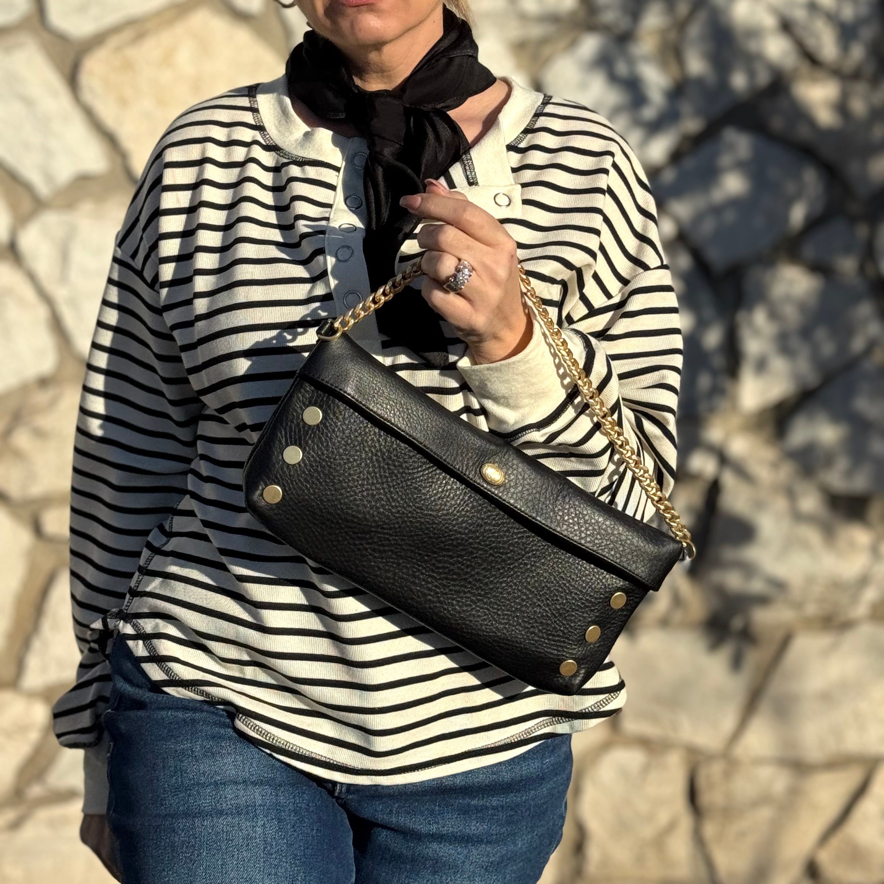 Hammitt Invitation Clutch Black/Brushed Gold